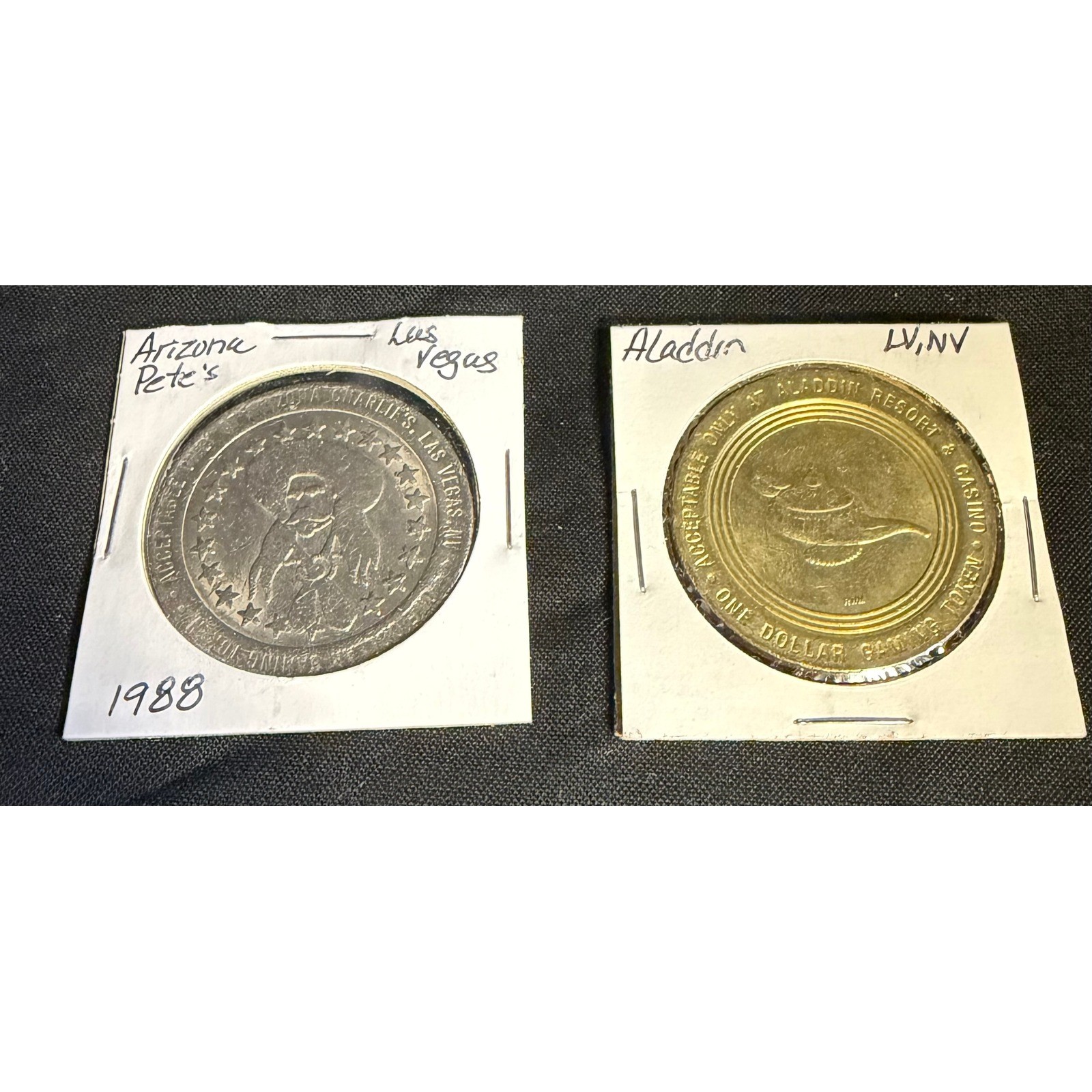 Vintage Las Vegas Casino Token Lot 1988 Arizona Charlie's 2000 Aladdin $1 Gaming Vintage Las Vegas Casino Token Lot 1988 Arizona Charlie's 2000 Aladdin $1 Gaming