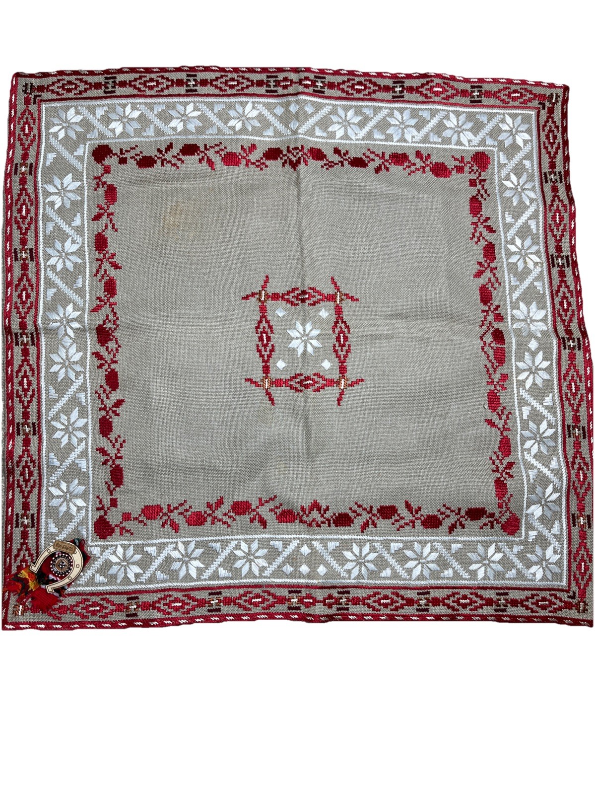 VTG Bulgarian Hand Embroidered Folk Art Gift From Naval Officer Todor Bogdonov