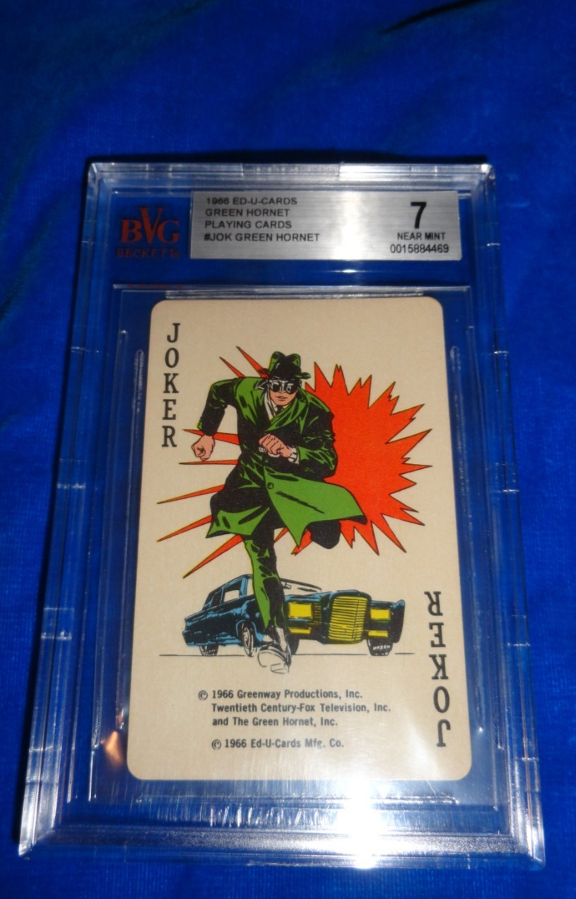 Vintage 1966 Ed-U-Cards Green Hornet Playing Card Header JOKER Card BVG 7 NM