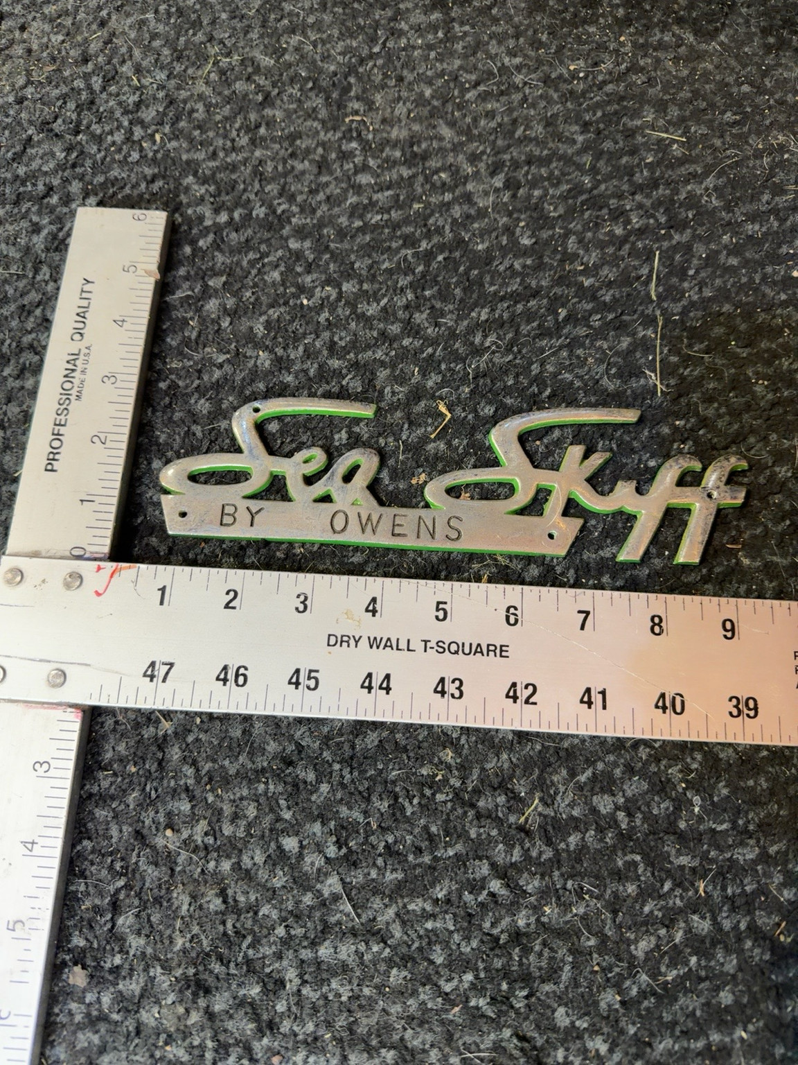 Vintage Sea Skiff by Owens Boat Emblem – Original Metal Badge ~9”