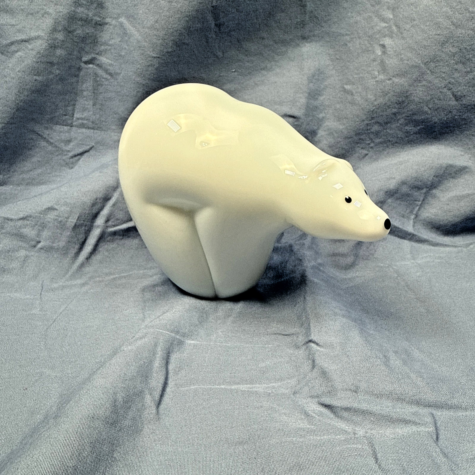 Vintage Orient & Flume Art Glass Polar Bear Figurine Paperweight White USA Ship