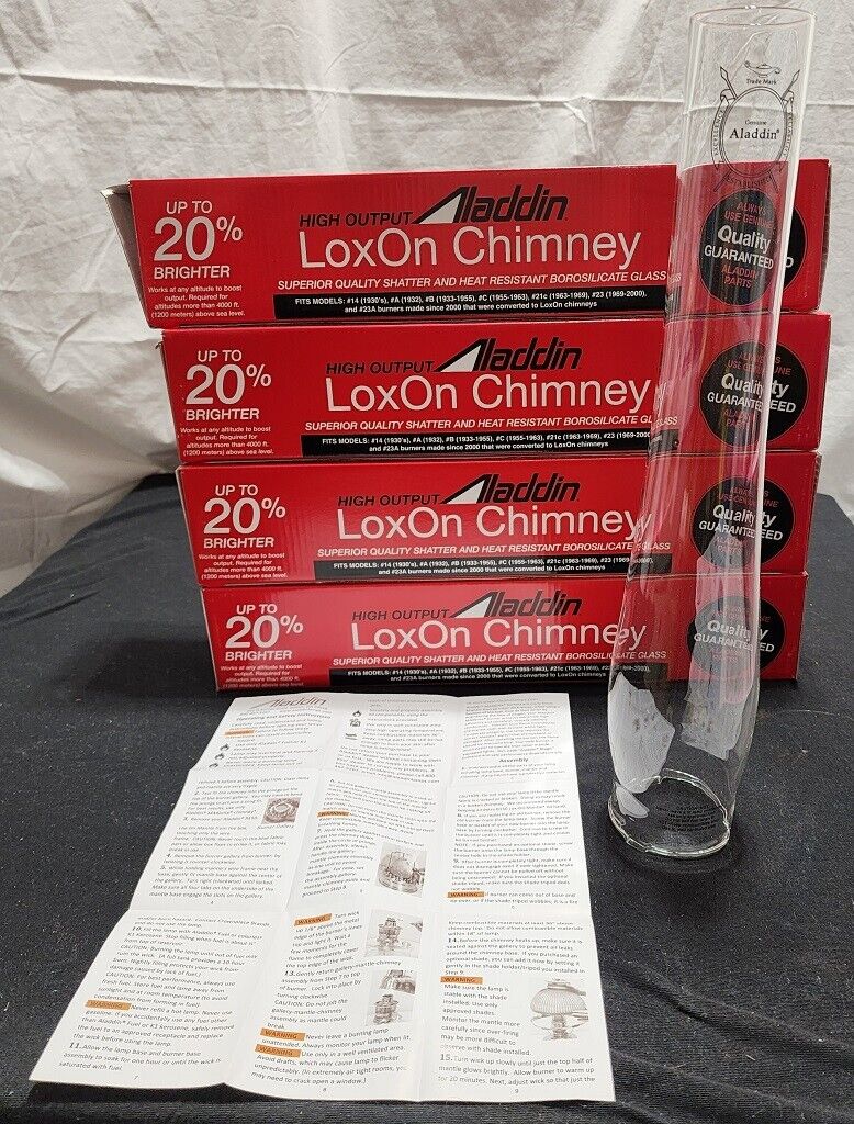 TWO NEW ALADDIN LAMP R105 HIGH ALTITUDE HIGH OUTPUT LOX-ON CHIMNEY 