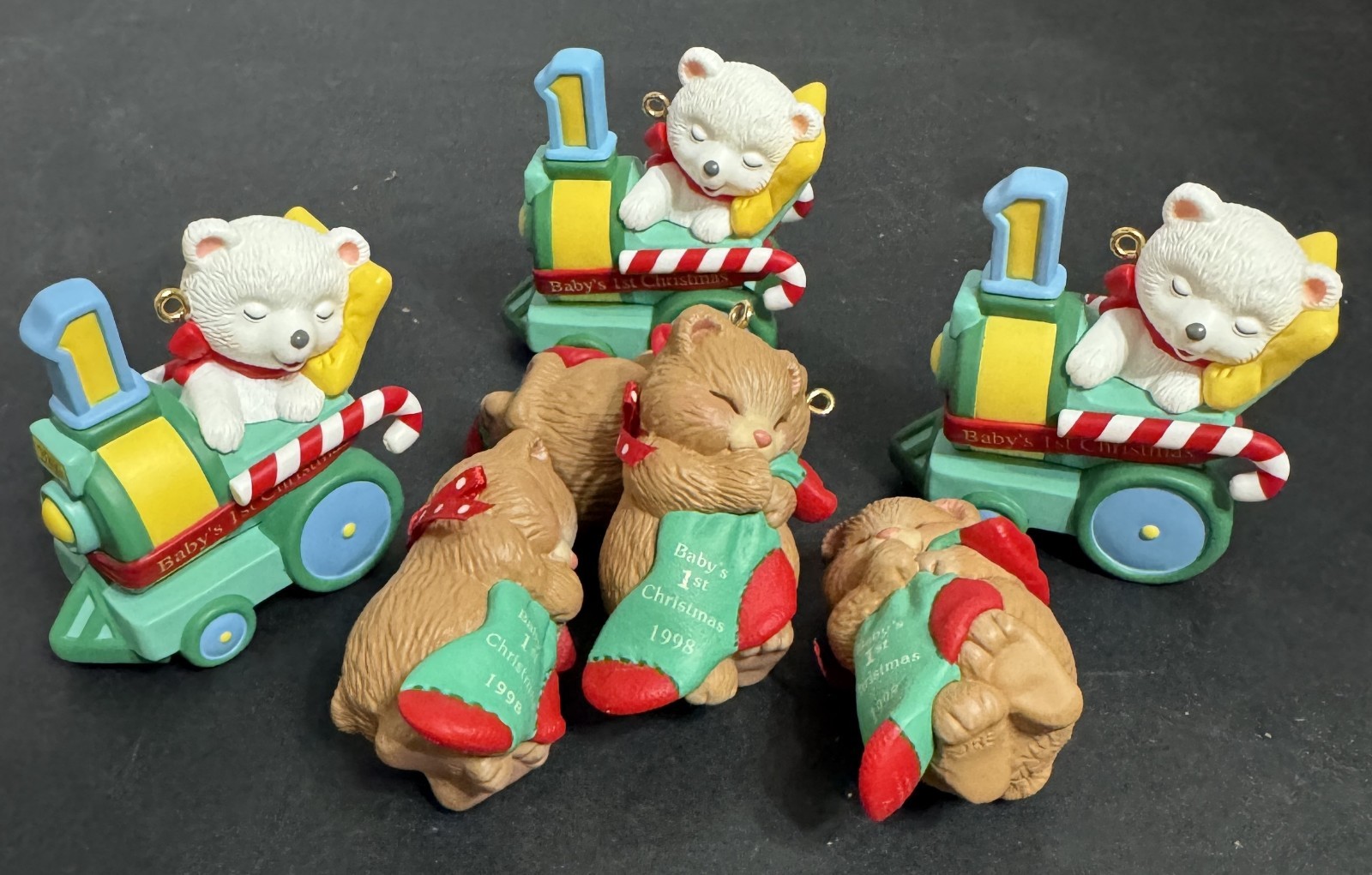 Vintage 1998 Lot of 7 Baby's First Christmas Hallmark Keepsake Ornaments Vintage 1998 Lot of 7 Baby's First Christmas Hallmark Keepsake Ornaments