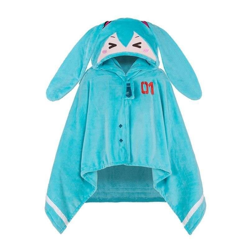 Hatsune Miku Plush Hooded Blanket Cloak Cute Warm Cosplay Cape Kawaii Gift