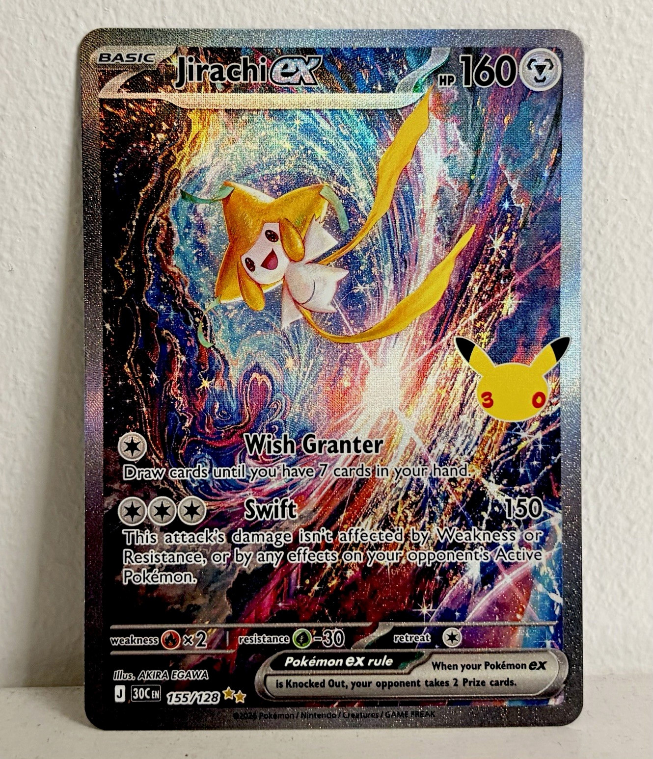 Pokémon TCG Jirachi EX 155/128 Card 30th Anniversary Celebration English 