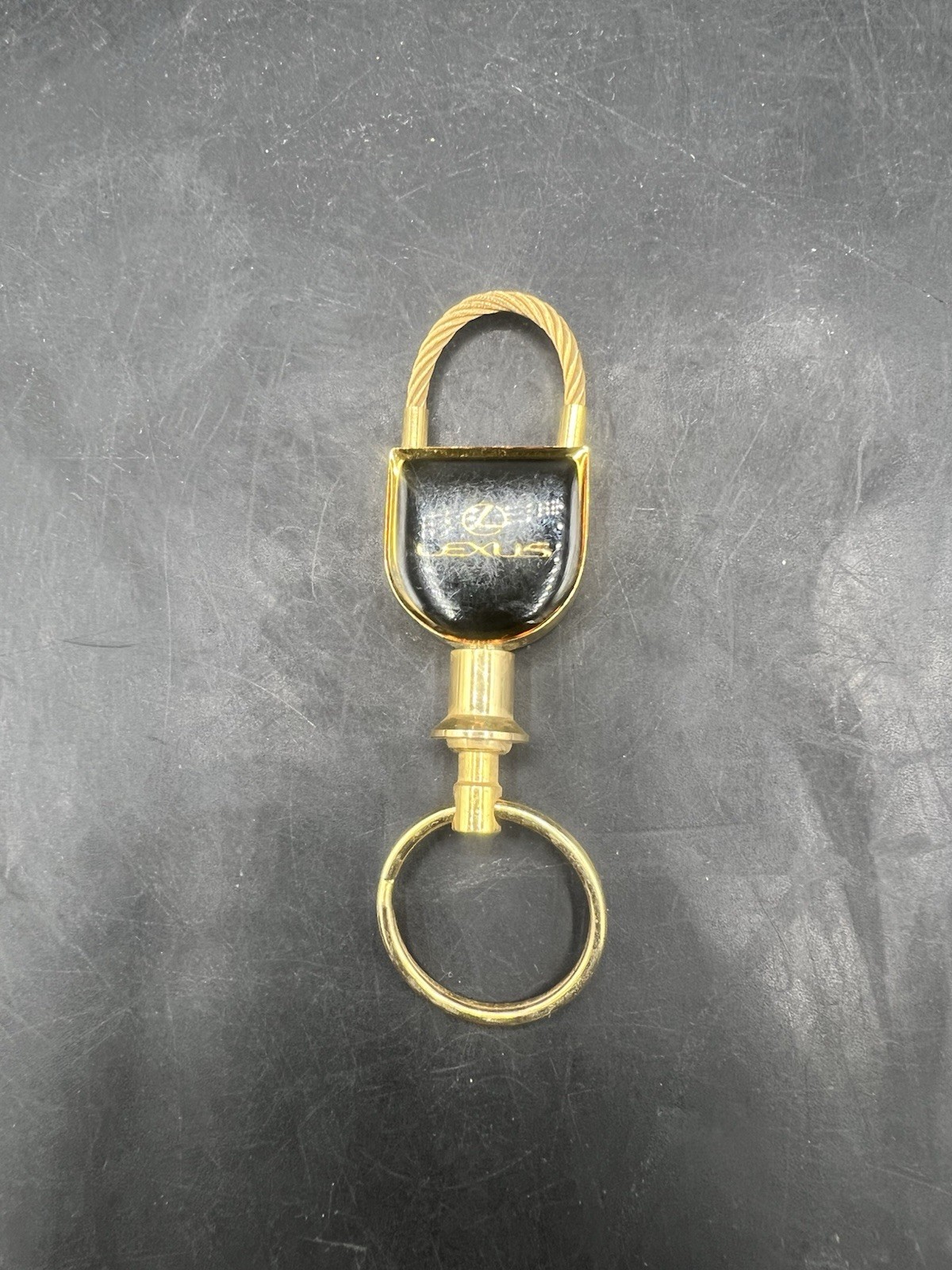 Vintage Lexus of San Antonio Black Gold Metal Dealership Promo Keychain Key Ring