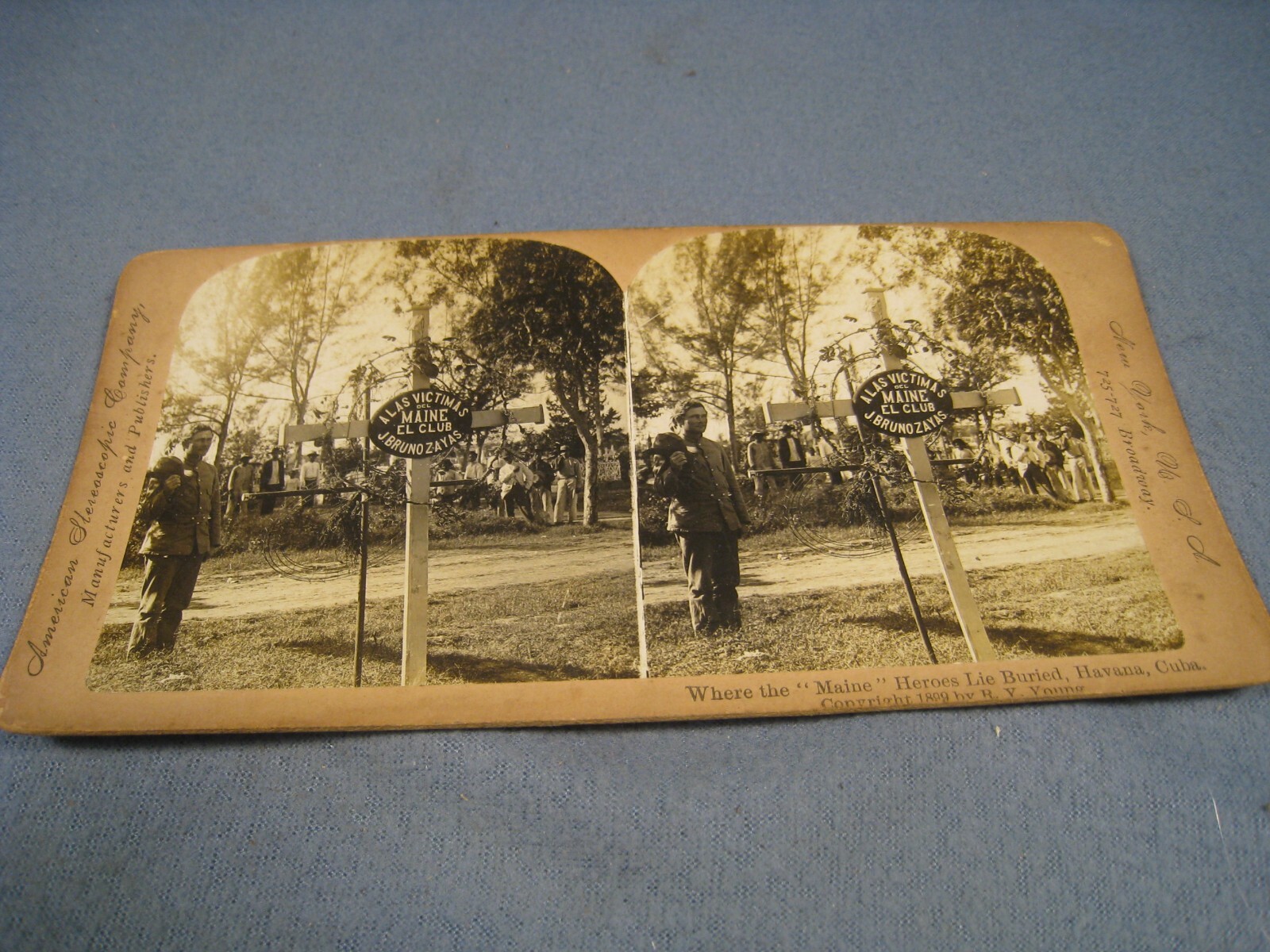 Antique 1899 Where the Maine Heroes Lie Buried Havana Cuba Stereoscope Card Antique 1899 Where the Maine Heroes Lie Buried Havana Cuba Stereoscope Card