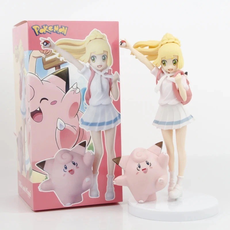 Pokemon Lillie with Clefairy Anime Action Figure Toys 19CM