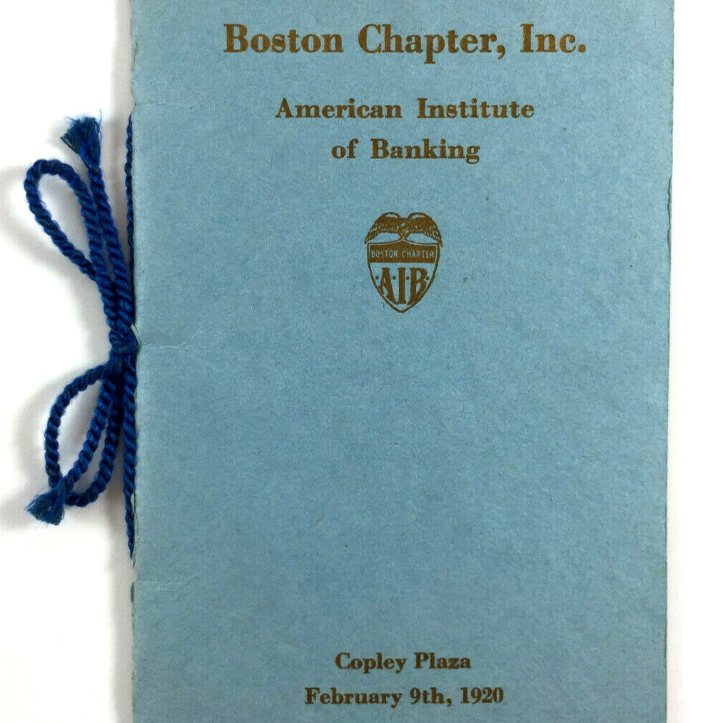 Vintage Menu Boston Chapter Inc Annual Dinner American Institute Of Banking 1920