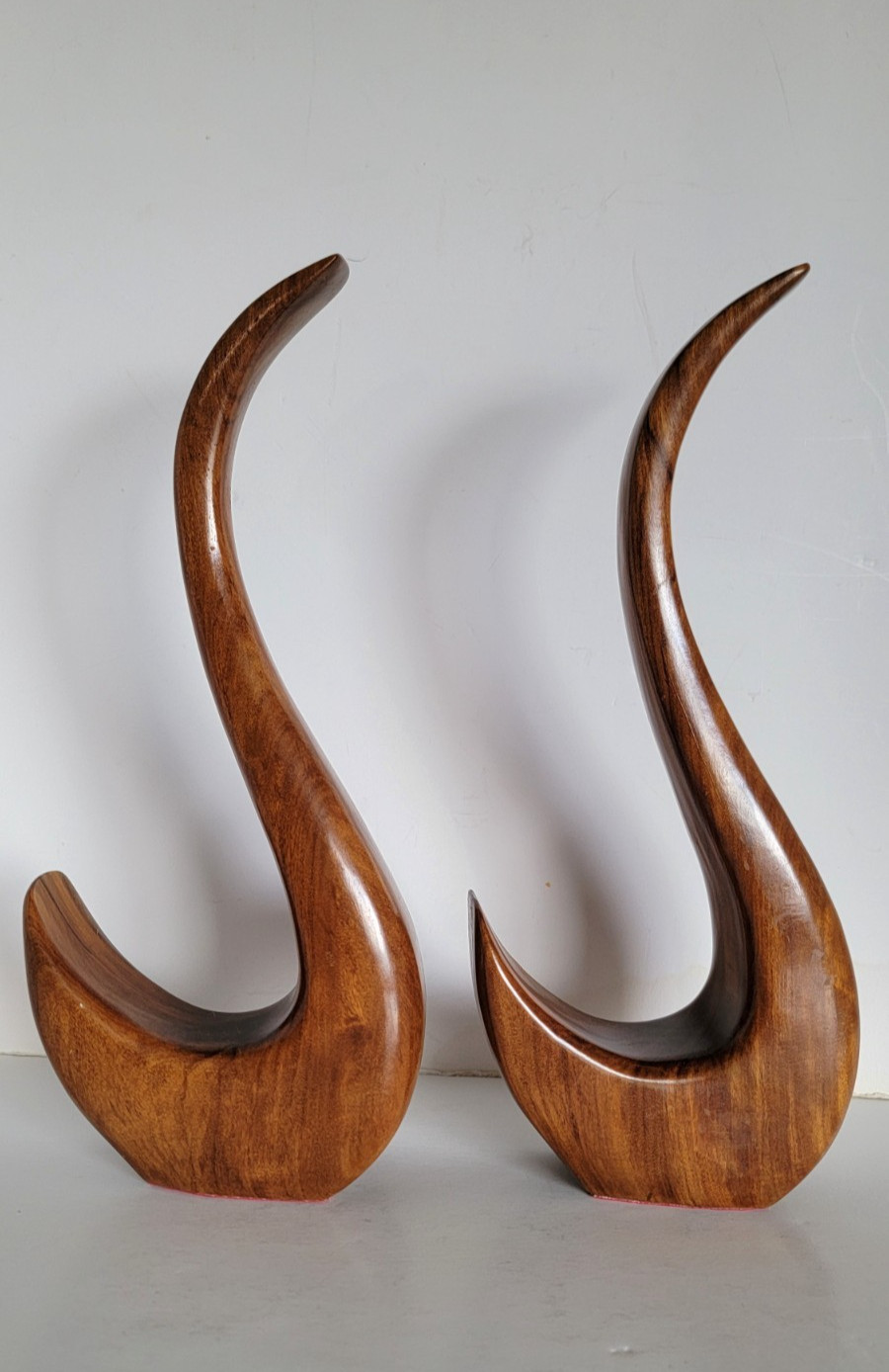 Vintage Pair MCM Rosewood Swan Bird Sculptures Danish Modern Carved Wood 11