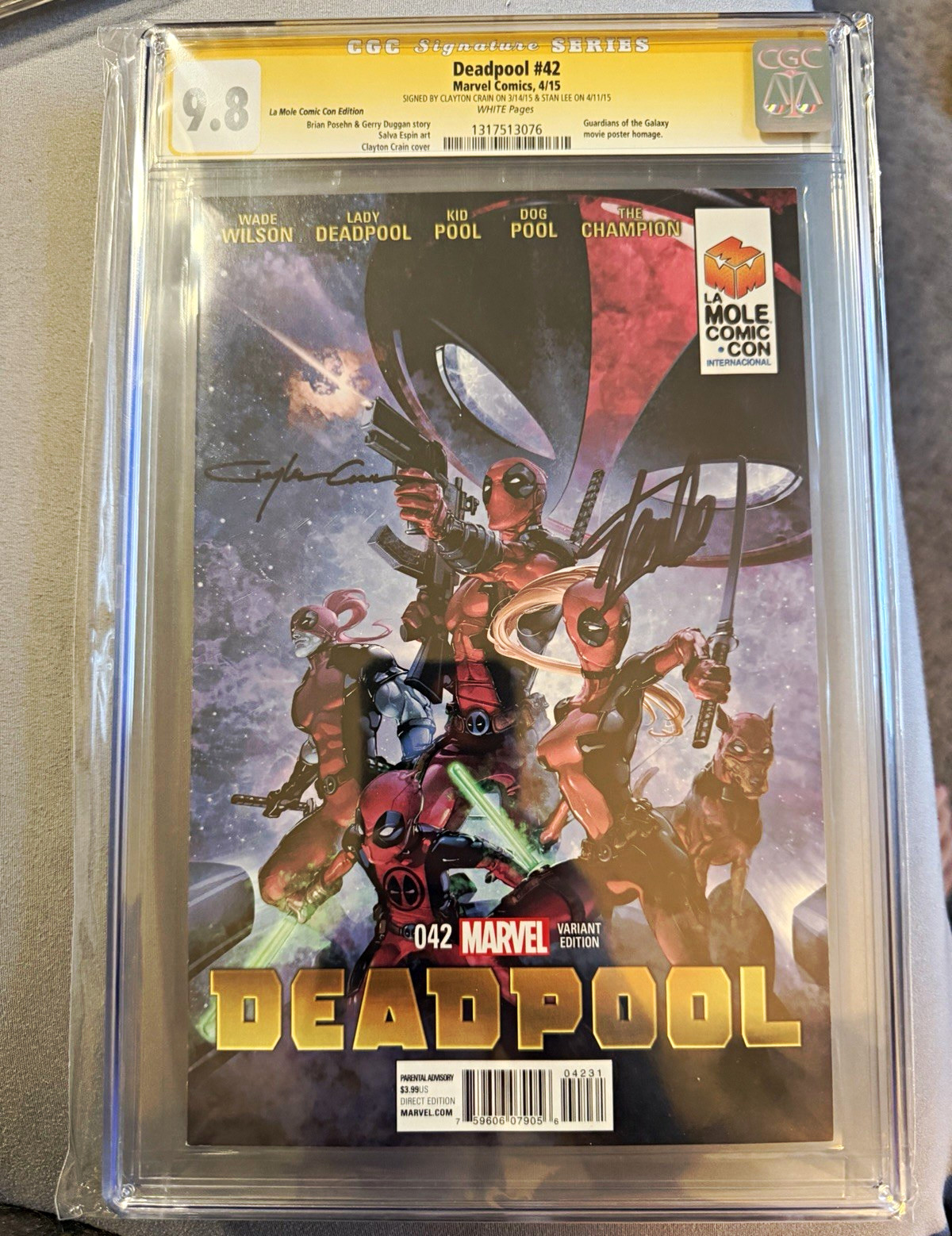 Marvel Deadpool #42 (2015) CGC SS 9.8 Signed Stan Lee & Clayton Crain Marvel Deadpool #42 (2015) CGC SS 9.8 Signed Stan Lee & Clayton Crain