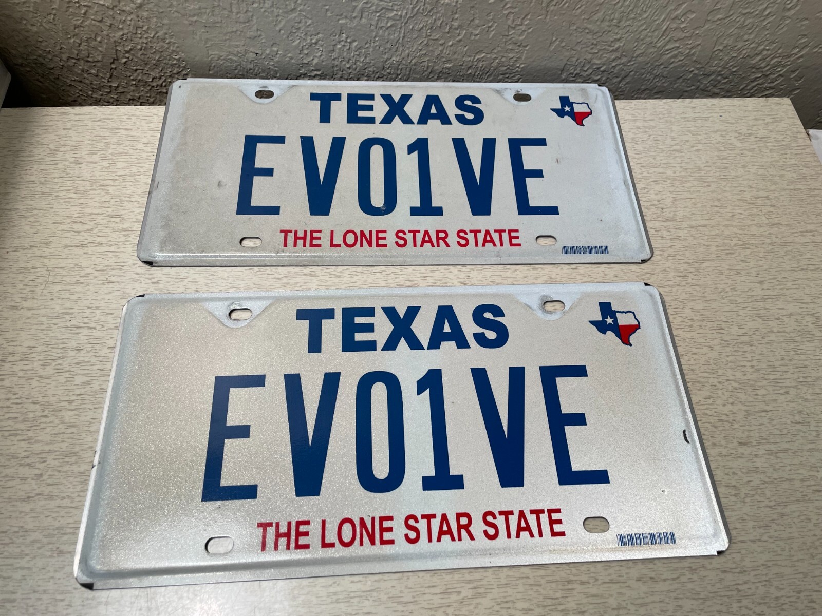 Pair of Vintage Vanity Texas License Plate  The Lone Star State