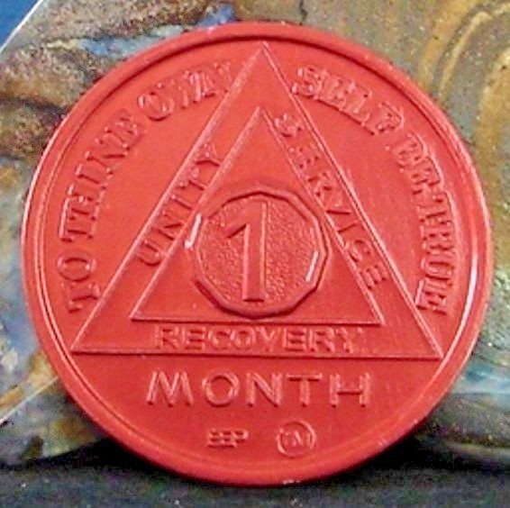 Alcoholics Anonymous AA 1 Month 30 days Aluminum red Medallion Chip token Sober Alcoholics Anonymous AA 1 Month 30 days Aluminum red Medallion Chip token Sober