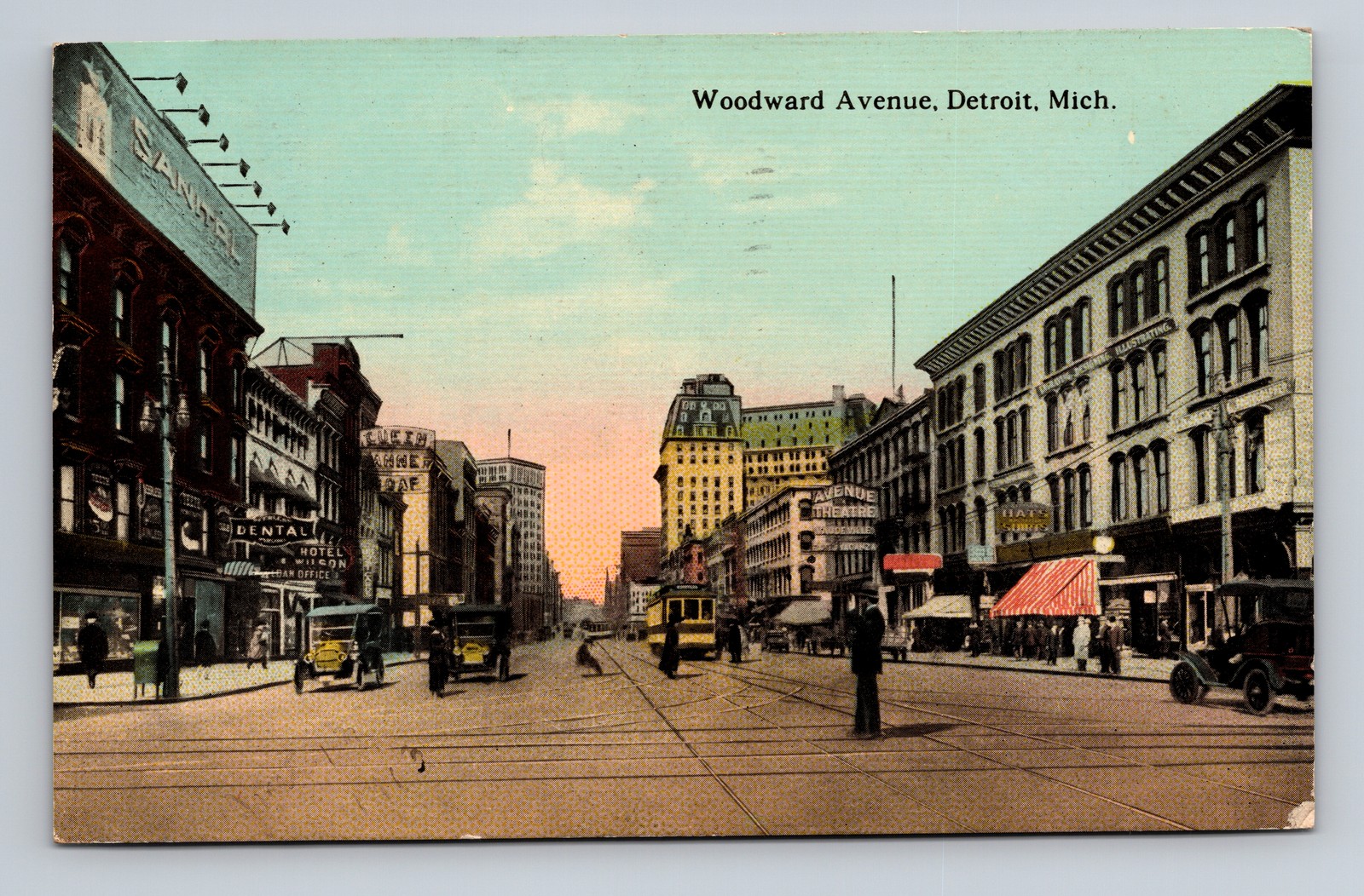 c1913 DB Postcard Detroit MI Street View Woodward Ave Old Trolley Cars c1913 DB Postcard Detroit MI Street View Woodward Ave Old Trolley Cars
