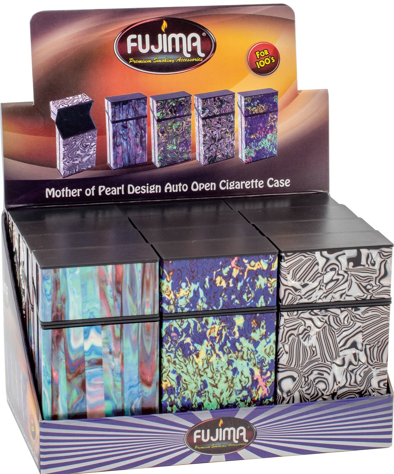 12 Mix Mother of Pearl Design Push Open Cigarette Case Pack Holders 100mm 12 Mix Mother of Pearl Design Push Open Cigarette Case Pack Holders 100mm