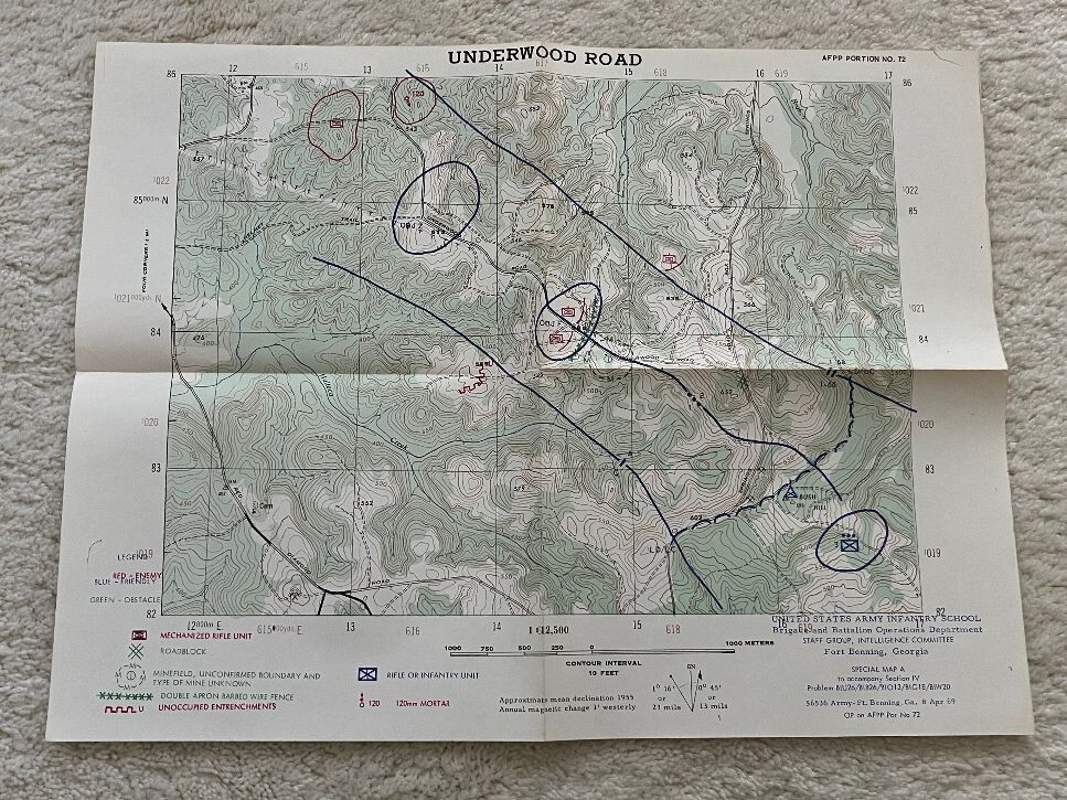 Vintage 1969 Fort Benning Special Map A US Army Infantry School