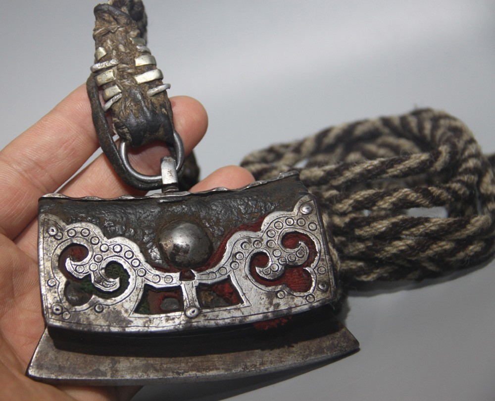 Rare Tibet 19th Century Old Antique Flint Match Purse Mecha Mechak Mechag Amulet