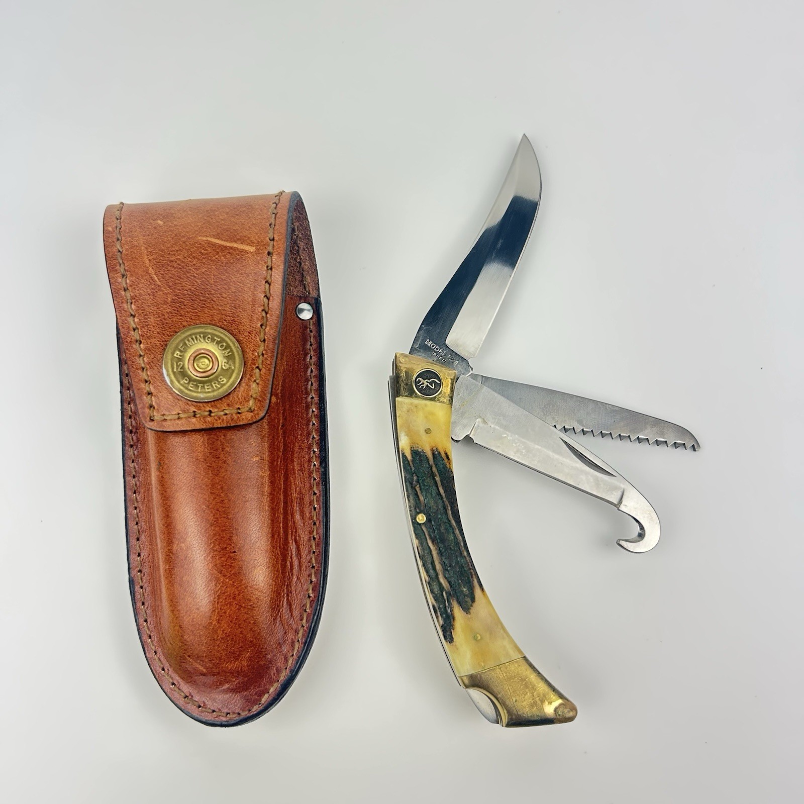 Browning Japan Stag Big Game Model 524 Hunter Hunting Knife With Sheath