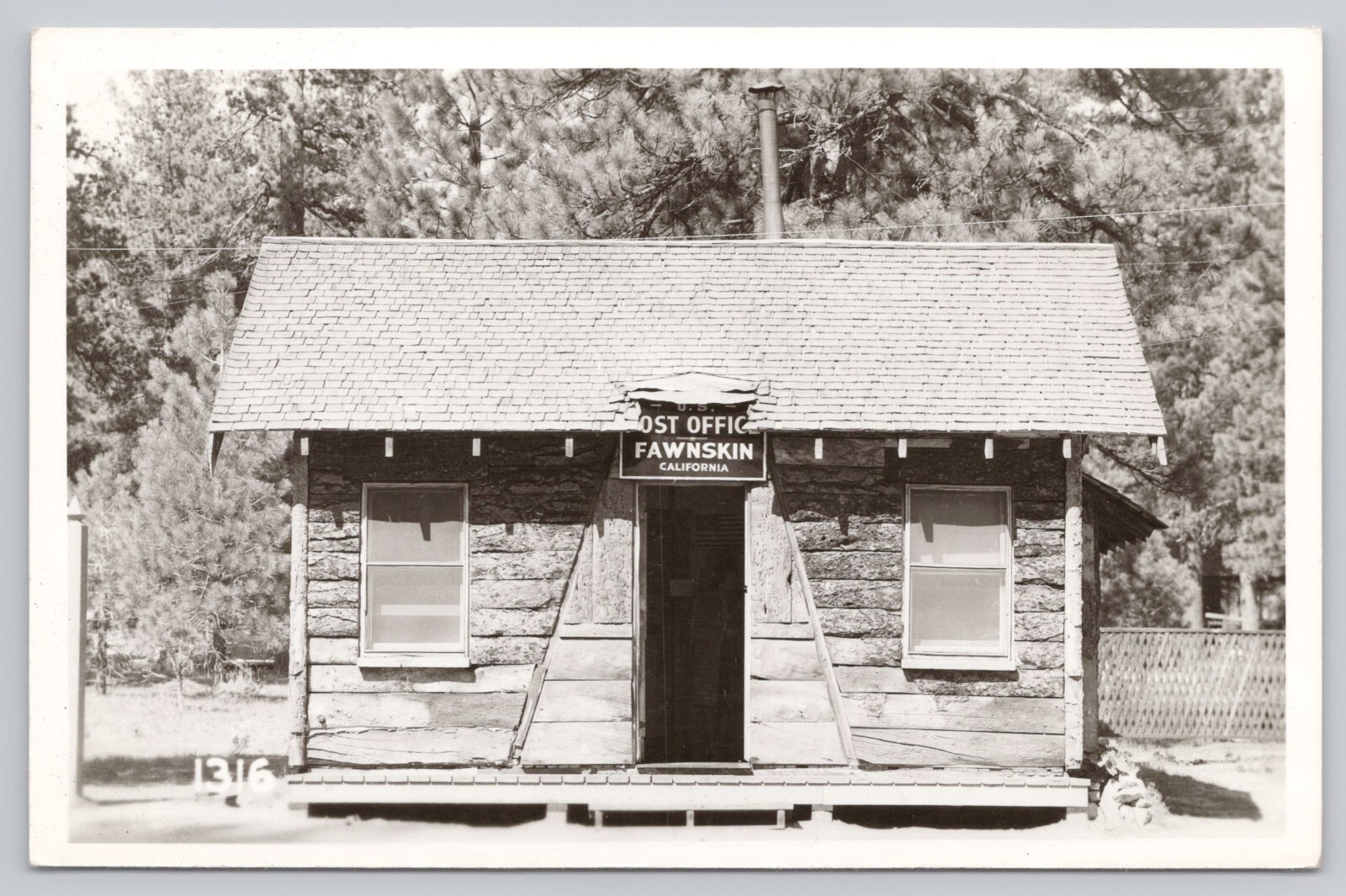 Fawnskin California, US Post Office Building, Vintage RPPC Real Photo Postcard