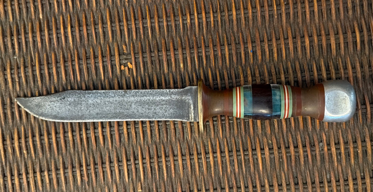10.5 Inch Vintage WW2 Theatre Knife Plexiglass Handle Custom Made RARE OLD LQQK 10.5 Inch Vintage WW2 Theatre Knife Plexiglass Handle Custom Made RARE OLD LQQK