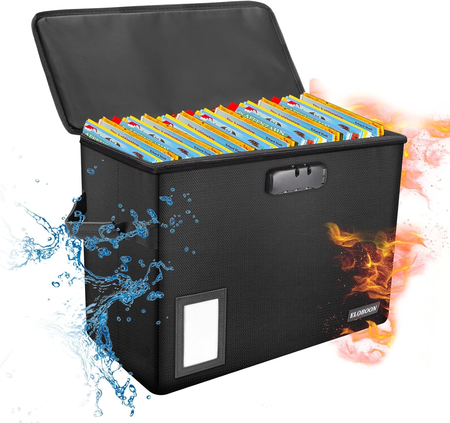 Comic Book Storage Box Fireproof & Water-Resistant Comic Book Box with Lock a...
