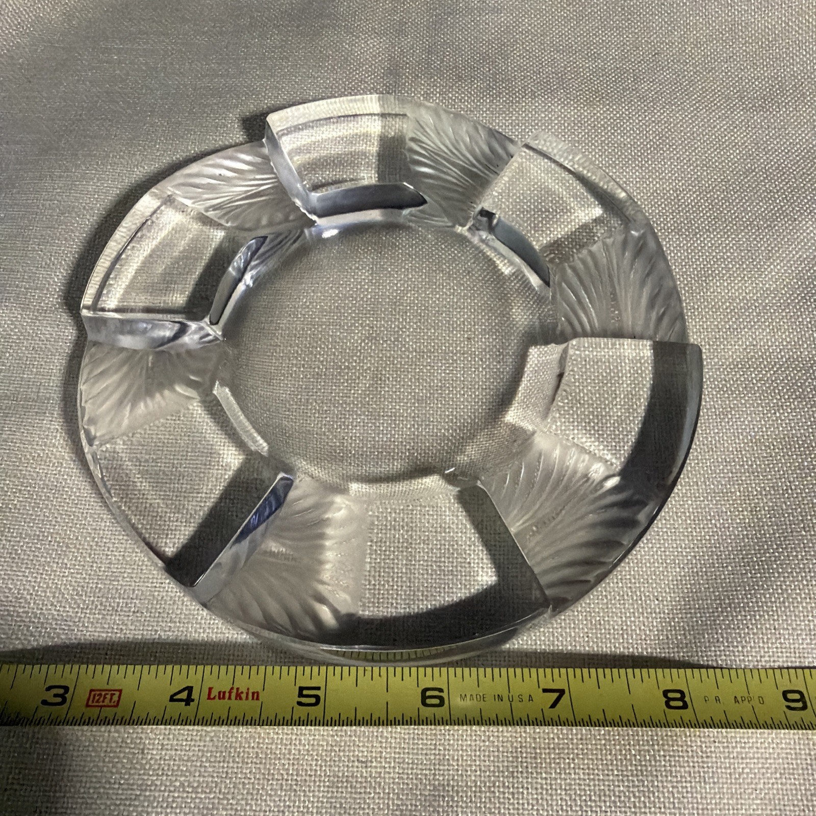 Vintage Lalique France Crystal Cuba Ashtray Dish SIGNED -preowned