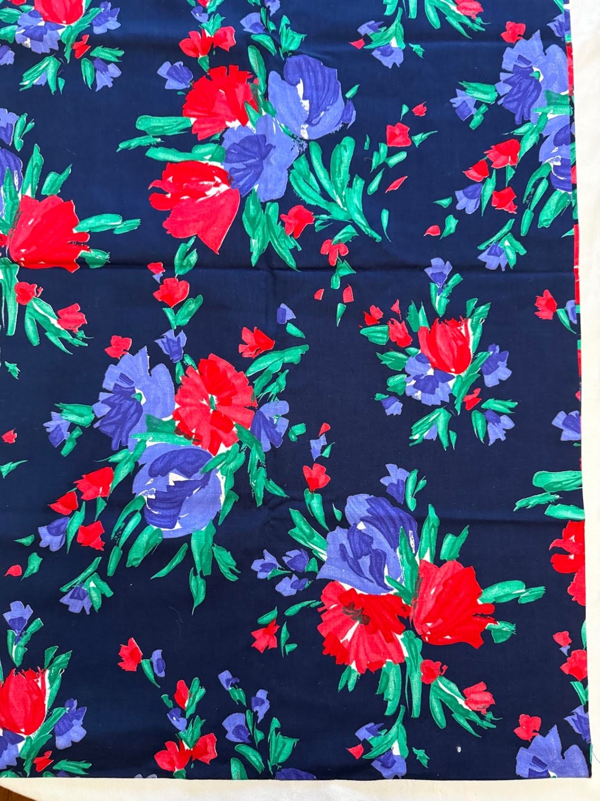 Vintage Cranston Cotton Fabric Brilliant Florals Bright Flowers 43\