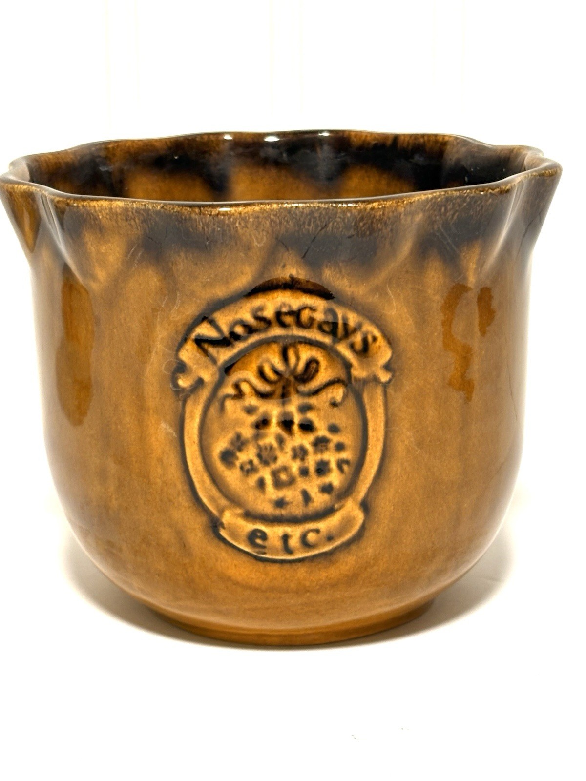 Vintage MCM Planter Romania Art Pottery “Nosegay” Brown Drip Glaze Ruffled 5” Vintage MCM Planter Romania Art Pottery “Nosegay” Brown Drip Glaze Ruffled 5”