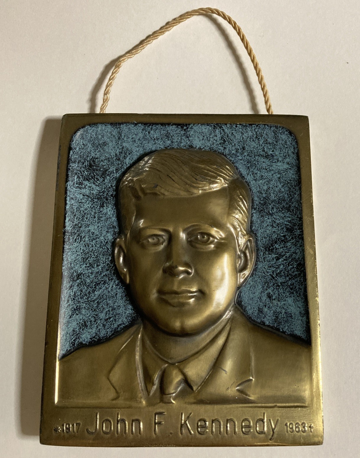 Vintage 1963 John F Kennedy Solid Bronze Relief Memorial Plaque JFK Frame 5x4
