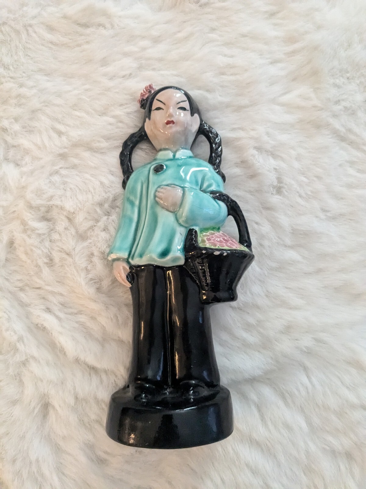 Vintage Figurine Occupied Japan Young Girl Flower Basket Figurine Vintage Figurine Occupied Japan Young Girl Flower Basket Figurine