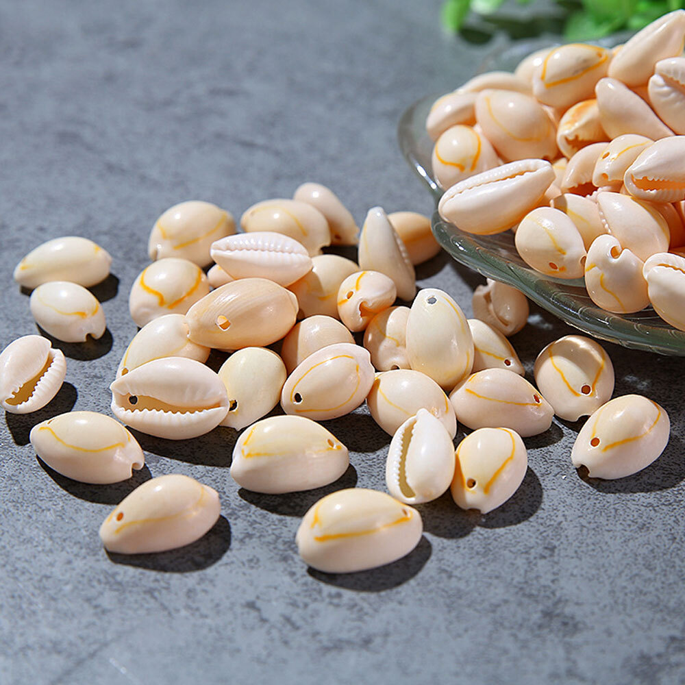 50Pcs DIY Small Bulk Cut Sea Shell White Cowrie Cowry Beads Beach Jewelry Decor