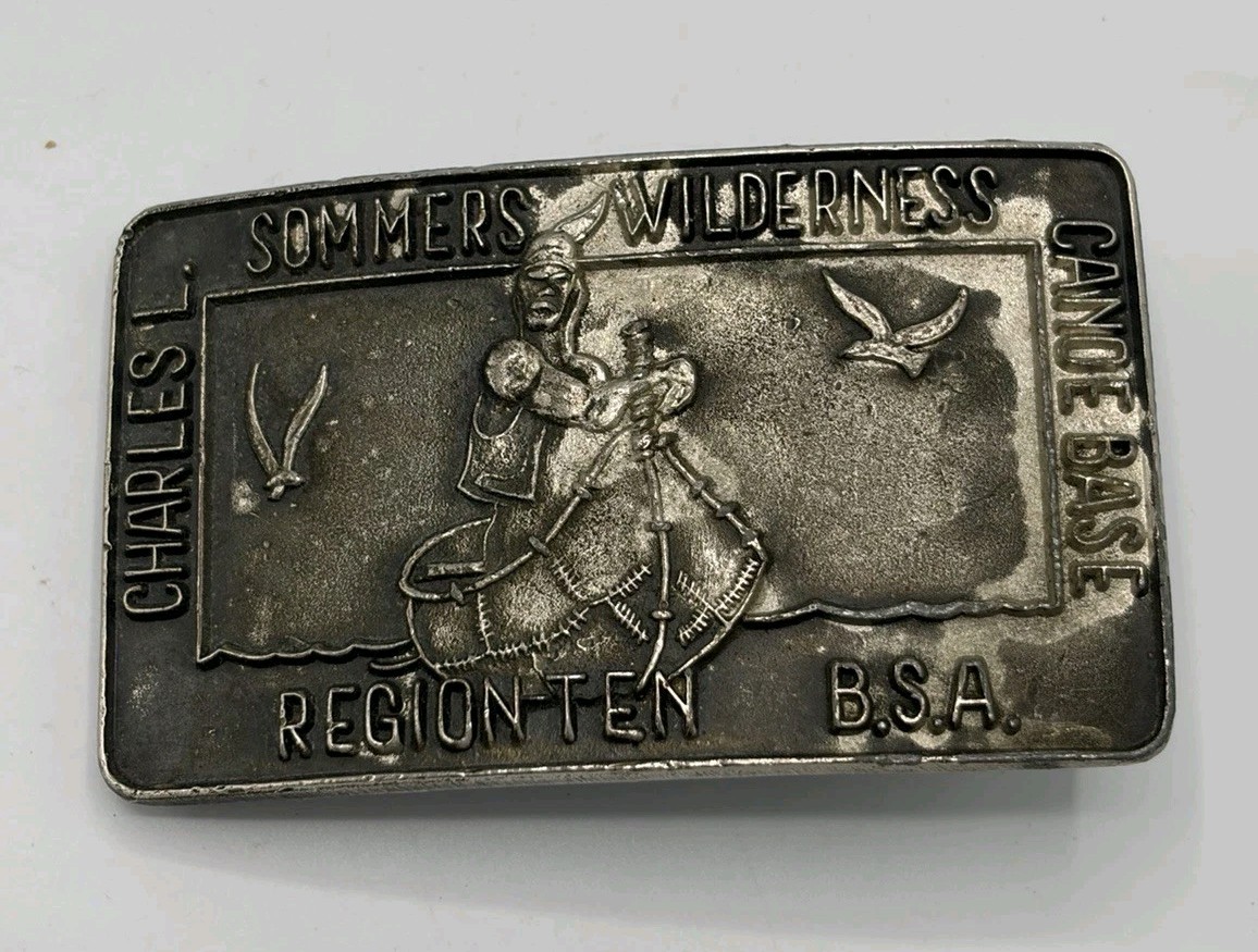 Boy Scouts Region Ten BSA National Award Belt Buckle Charles Sommers Canoe Base