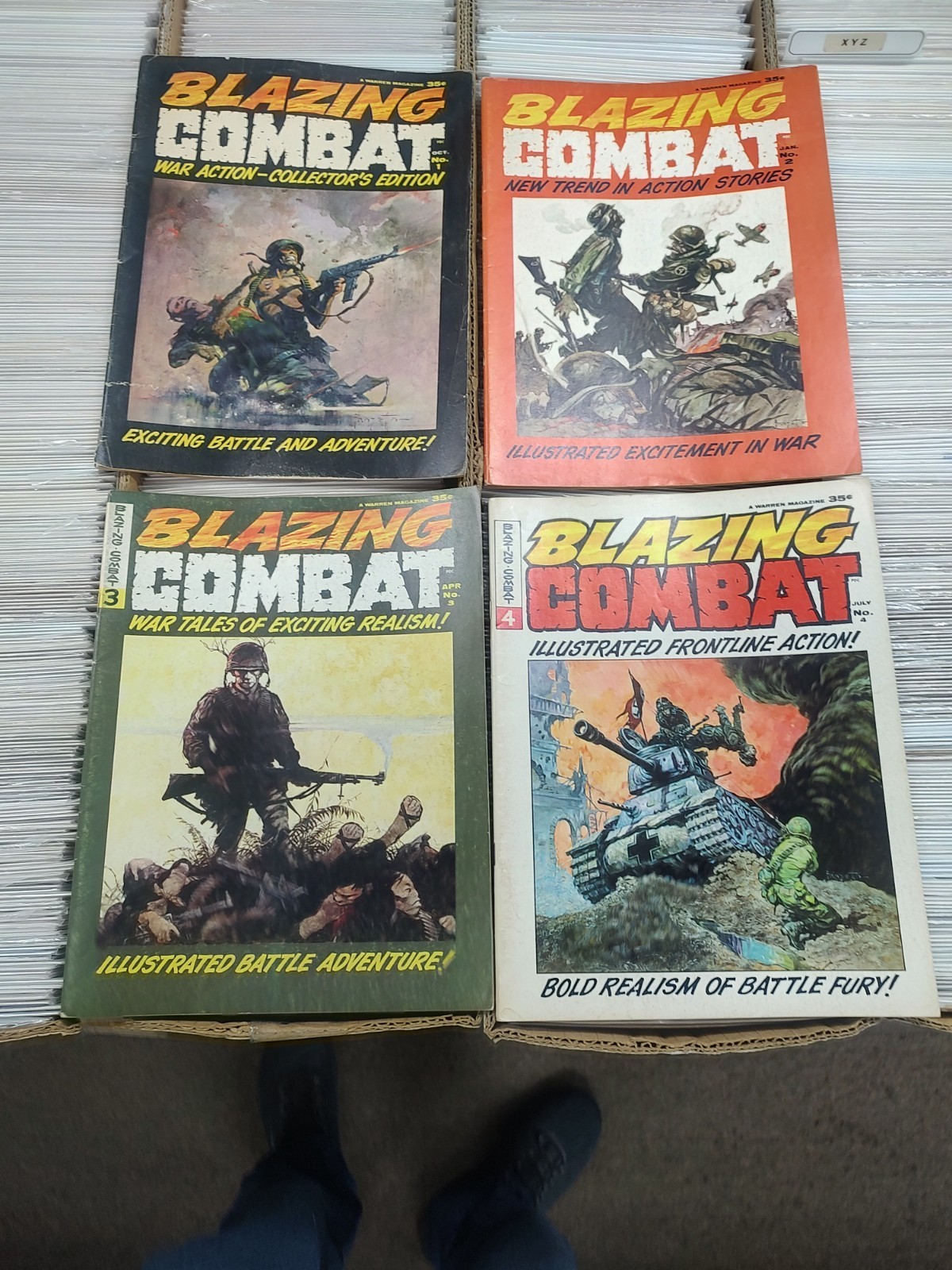 Blazing Combat 1-4 2 3 complete set Warren Magazine all have Frazetta covers Blazing Combat 1-4 2 3 complete set Warren Magazine all have Frazetta covers