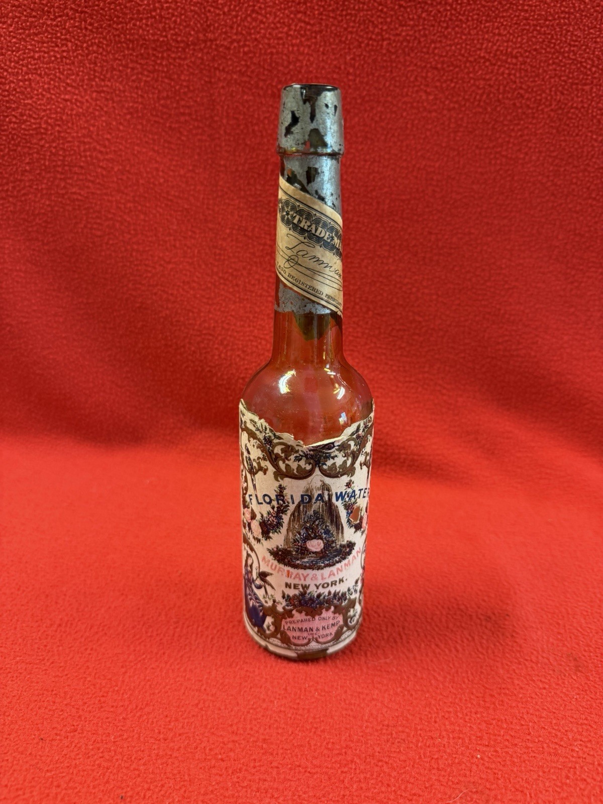 Antique Murray & Lanman Florida Water Bottle ORIGINAL LABEL New York