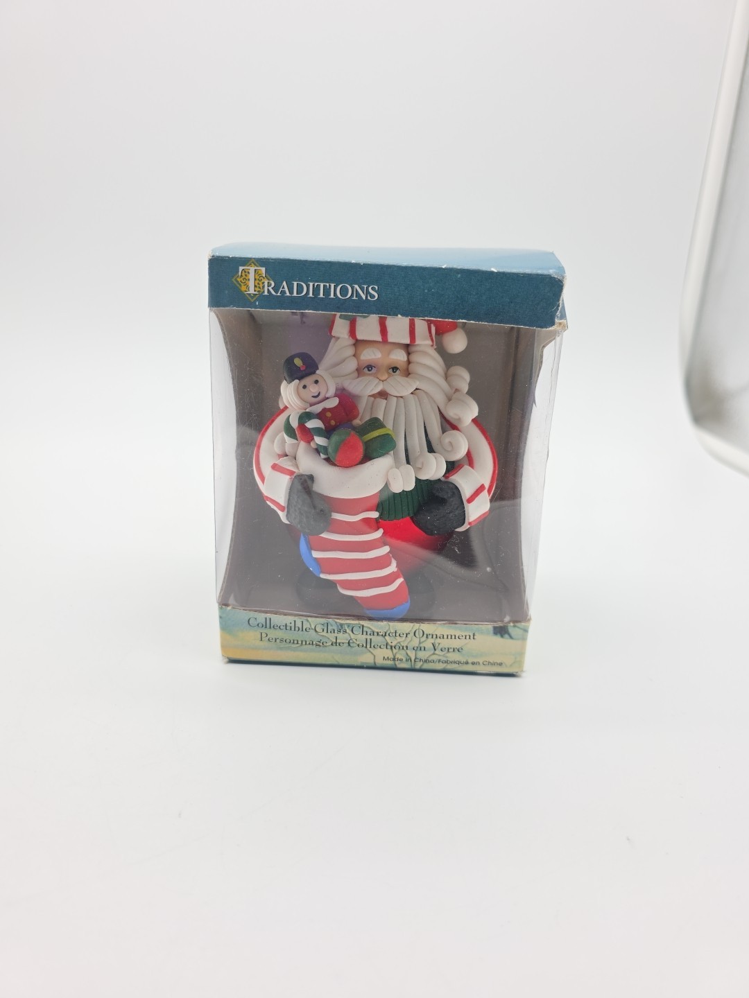 VTG Traditions Santa Collectible Glass Character Ornament Checking List Hanging VTG Traditions Santa Collectible Glass Character Ornament Checking List Hanging