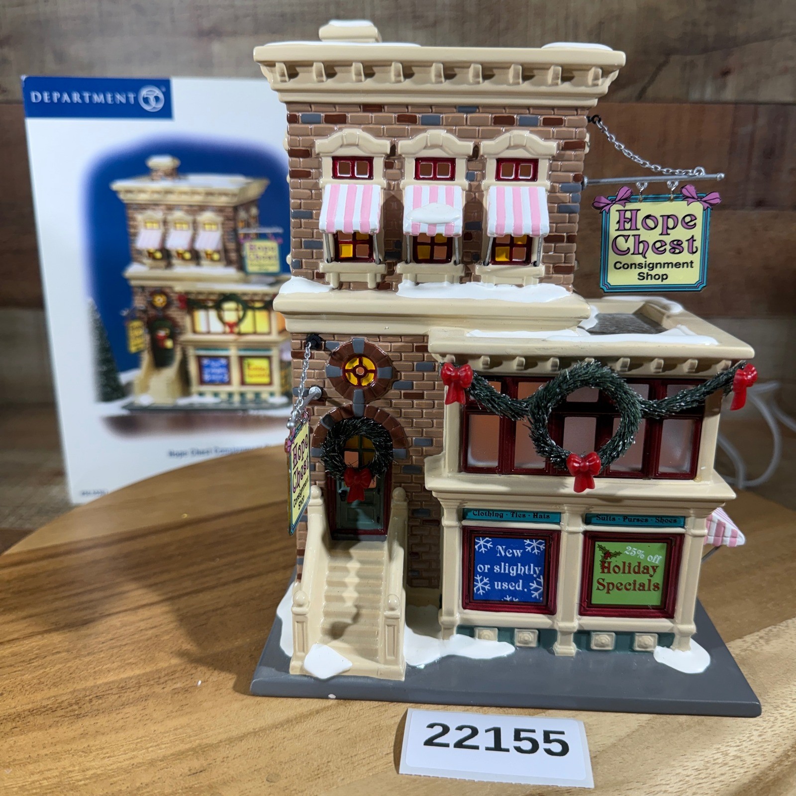 Dept 56 Snow Village Hope Chest Consignment Shop 56.55367 Lighted Christmas Home