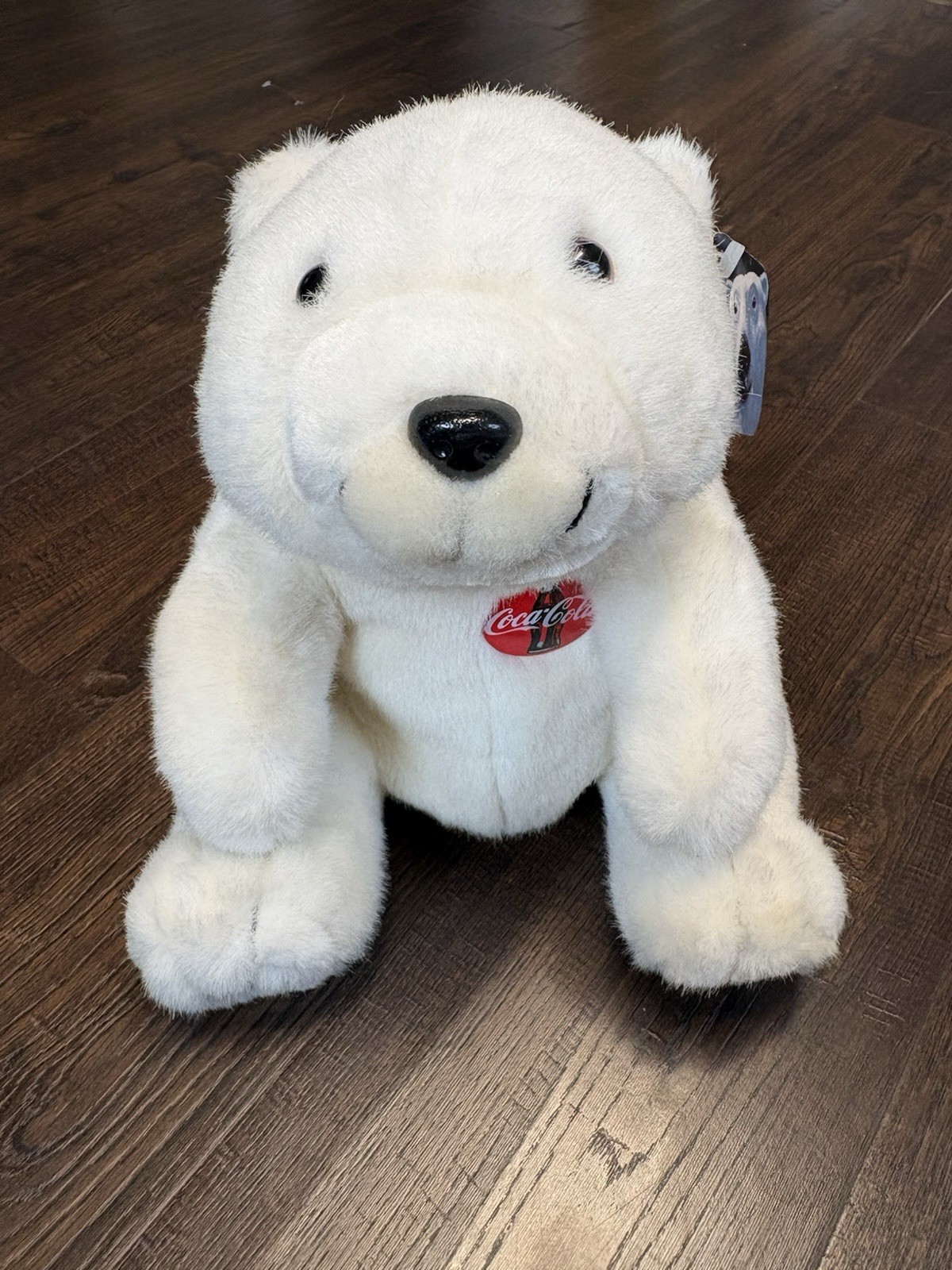 Vintage 1996 Coca Cola White Plush Polar Bear with Red Logo
