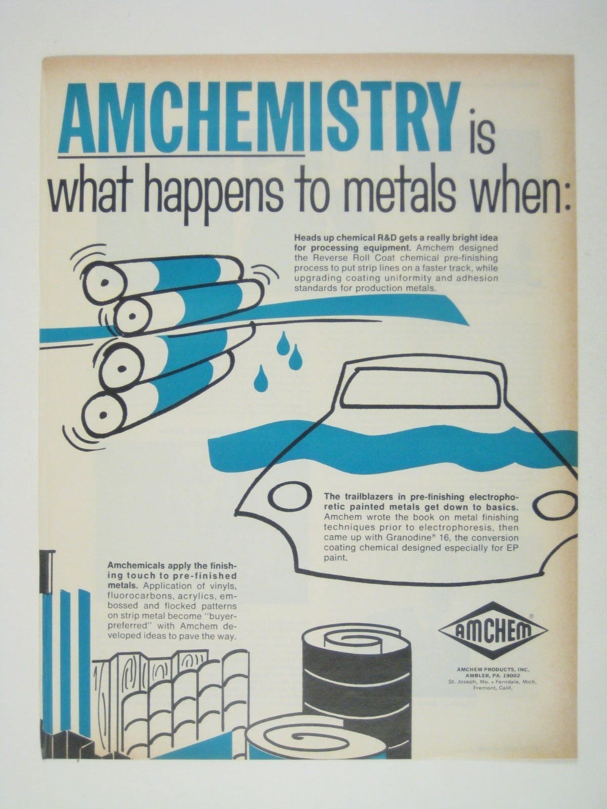 Amchemistry Ad Featuring Metal Finishing Process Techniques Industrial Use 1960s