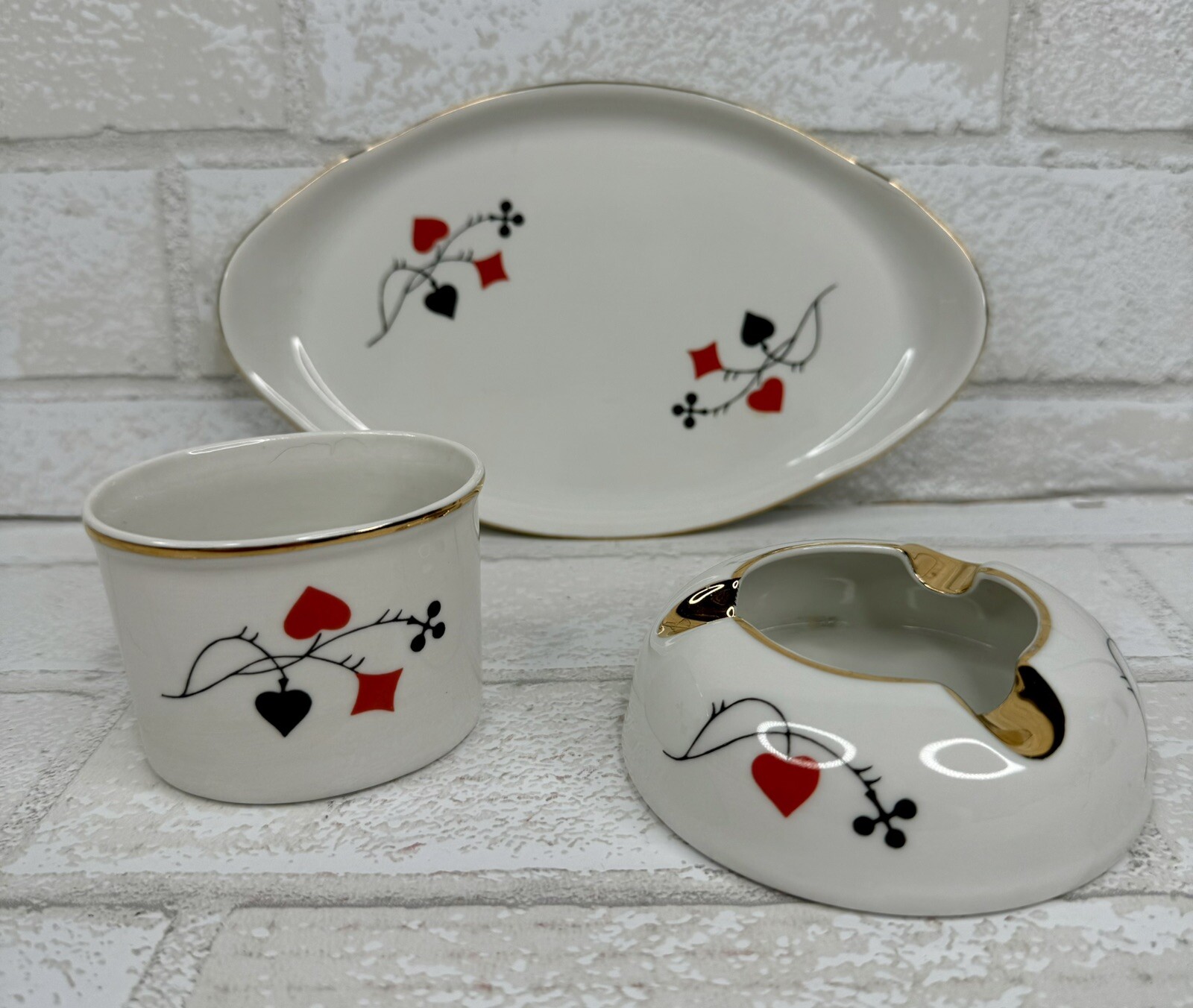 Vintage 3 Piece Cmielow Ashtray Cigarette Tray And Cup Poland 1960’s