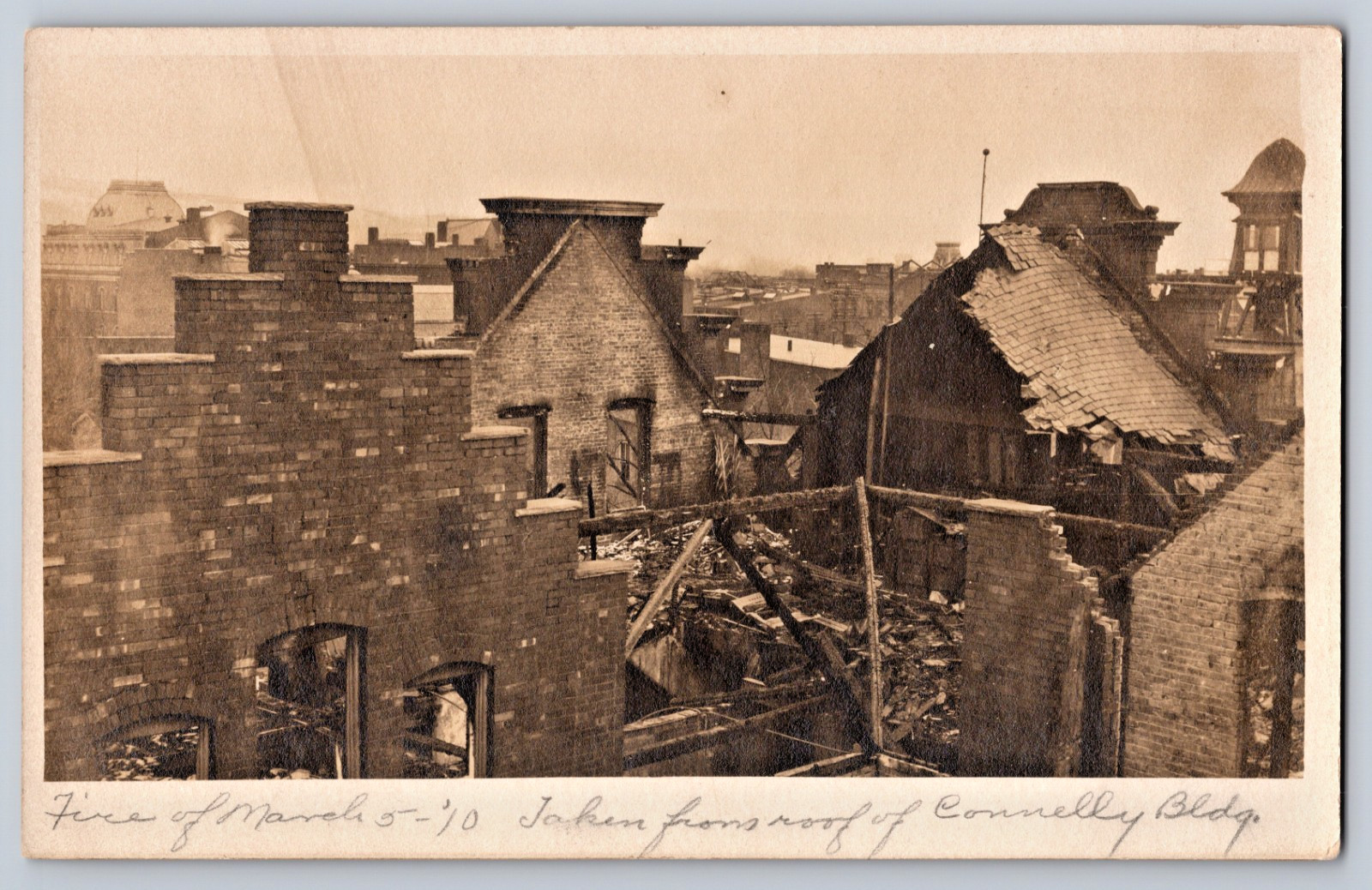 Chicago IL Fire Ruins Of March 1910 View From Connelly Bldg RPPC Postcard