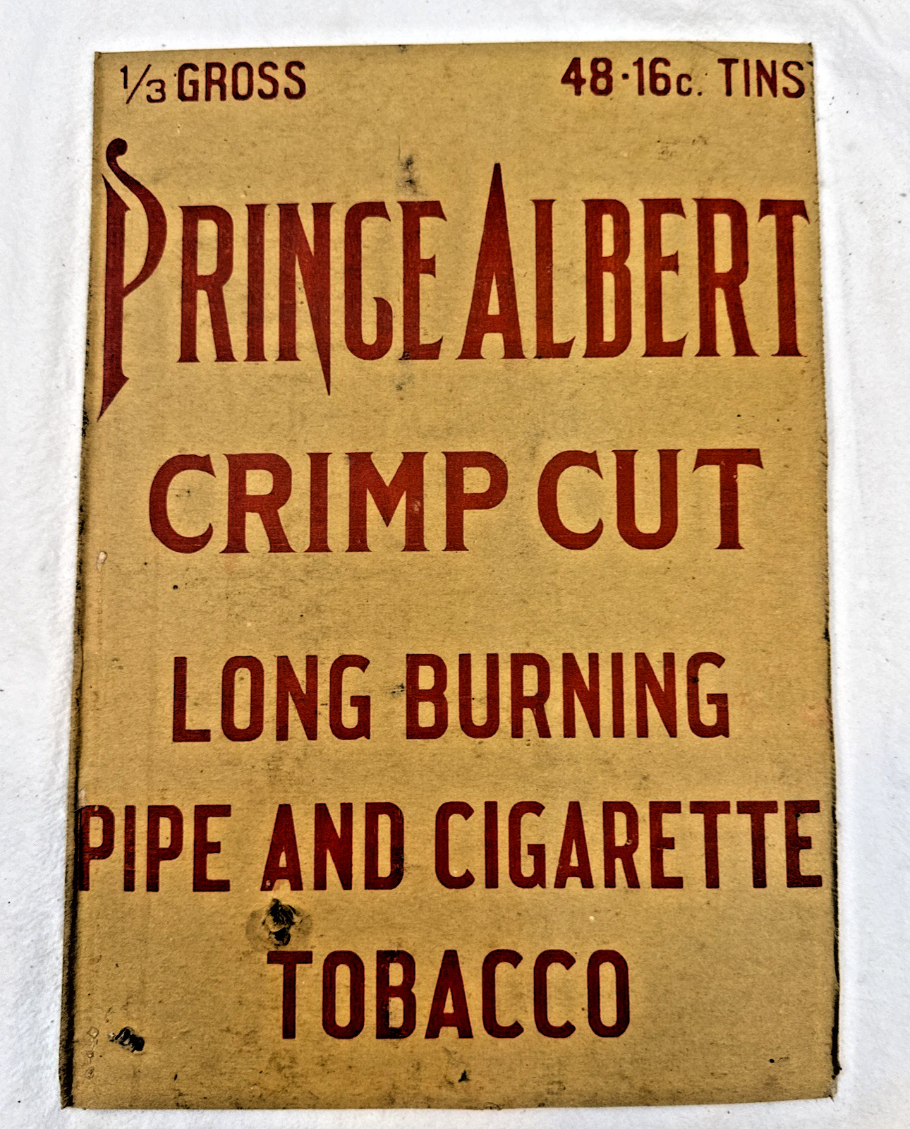 1930s Prince Albert Tobacco Advertising Box side Sign Pre WW2