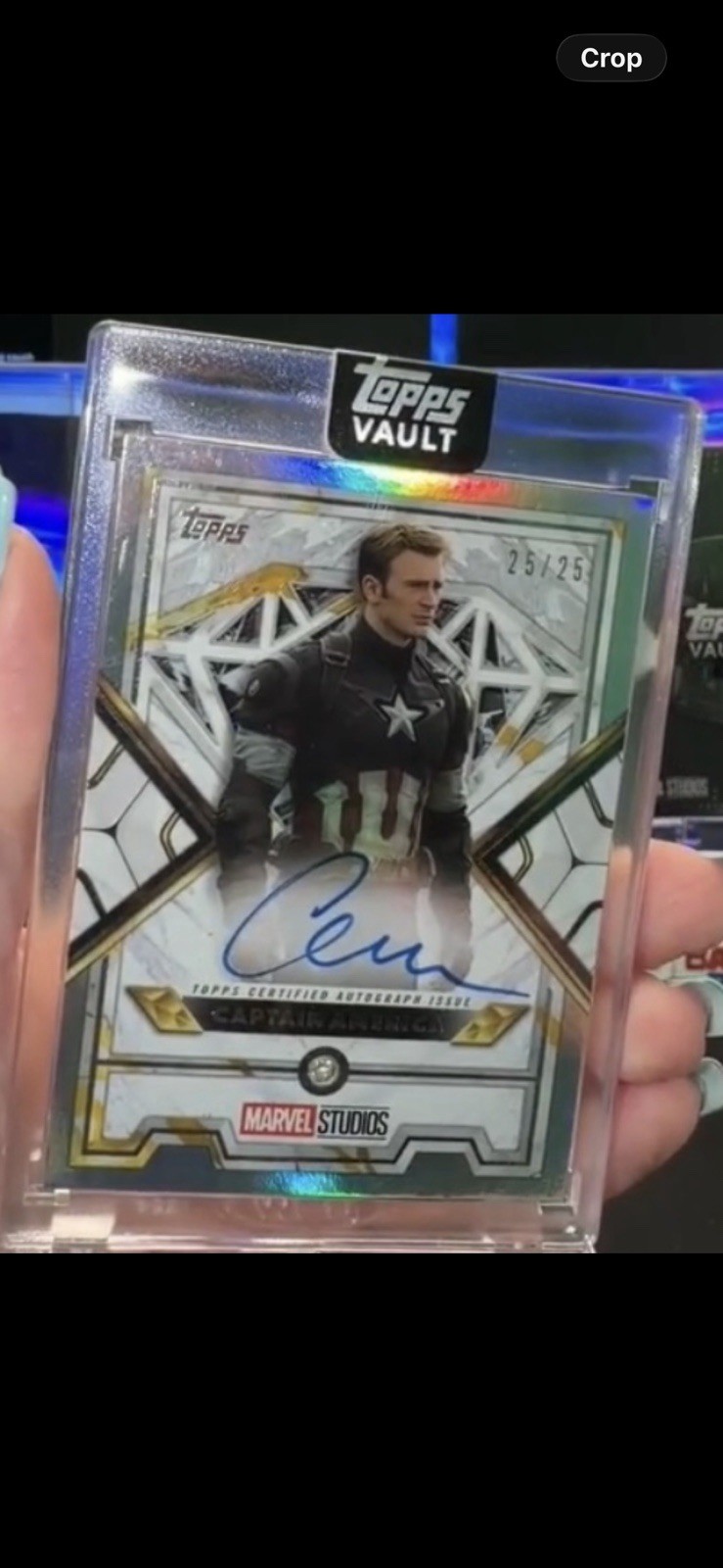 2026 Topps Marvel Vault Captain America Chris Evans Auto Diamond 25/25 Omega