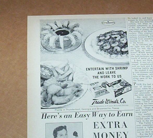 1964 print ad - Trade Winds Seafood breaded shrimp Thunderbolt GA advertising