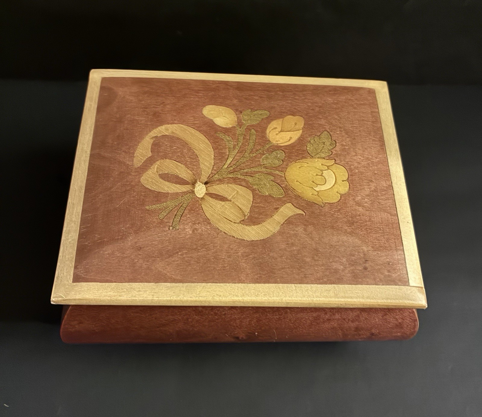 Vintage Italian Inlaid Wood Music Box Bryan Adams Everything I Do Works