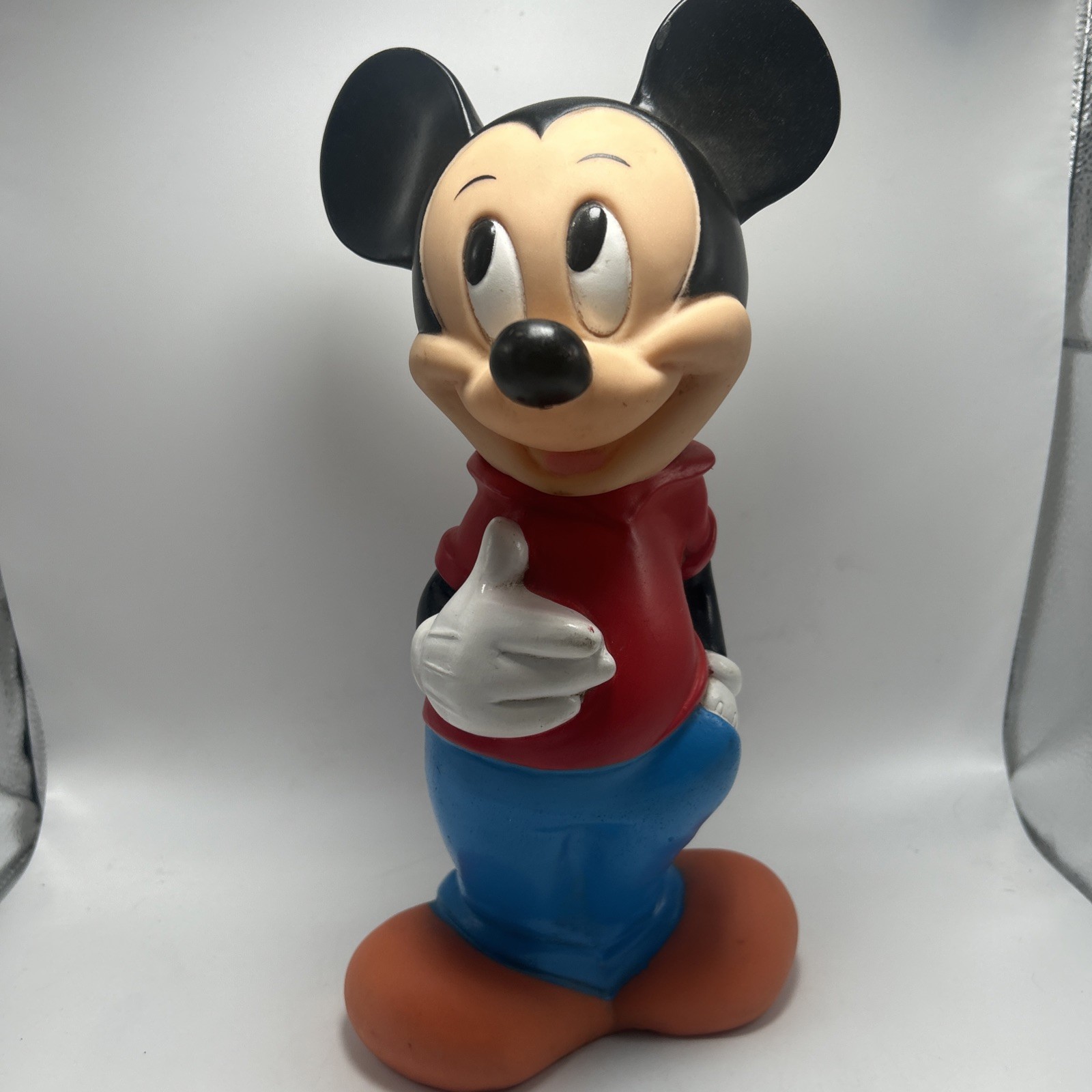 Vintage Walt Disney ILLCO 12” Mickey Mouse Vinyl Piggy Bank Toy Figure