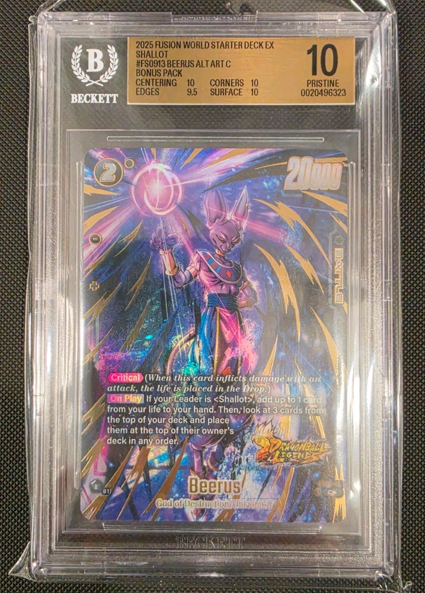 DRAGON BALL FUSION WORLD STARTER DECK EX SHALLOT BEERUS FS09-13 GOLD ALT BGS 10