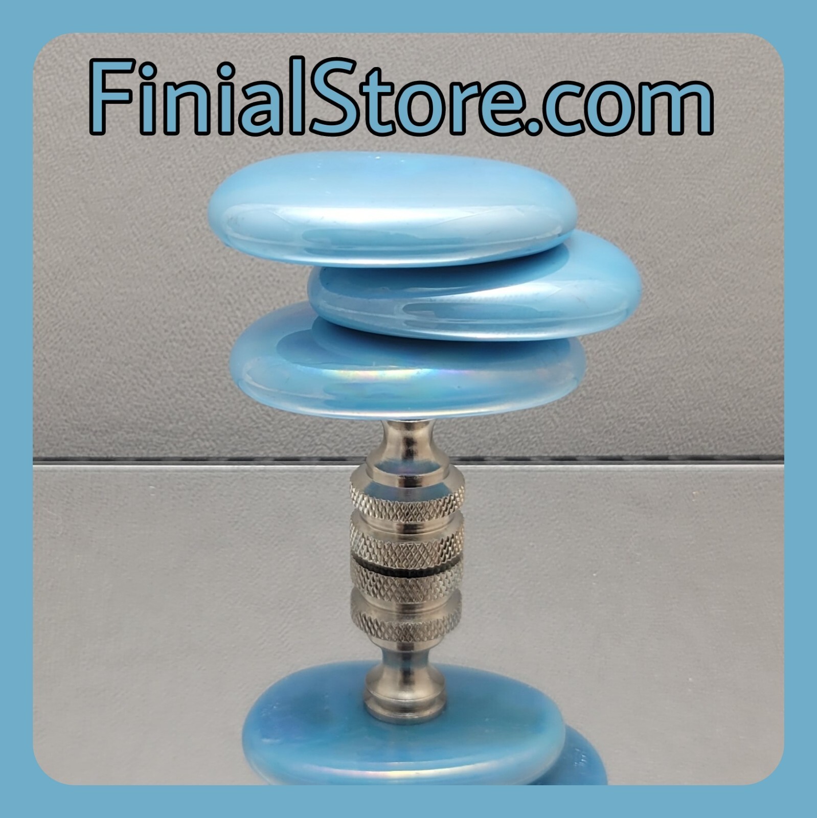 Sky Blue Cascading Glass Lamp Finial/Nickel Base-Custom Abstract Single Item