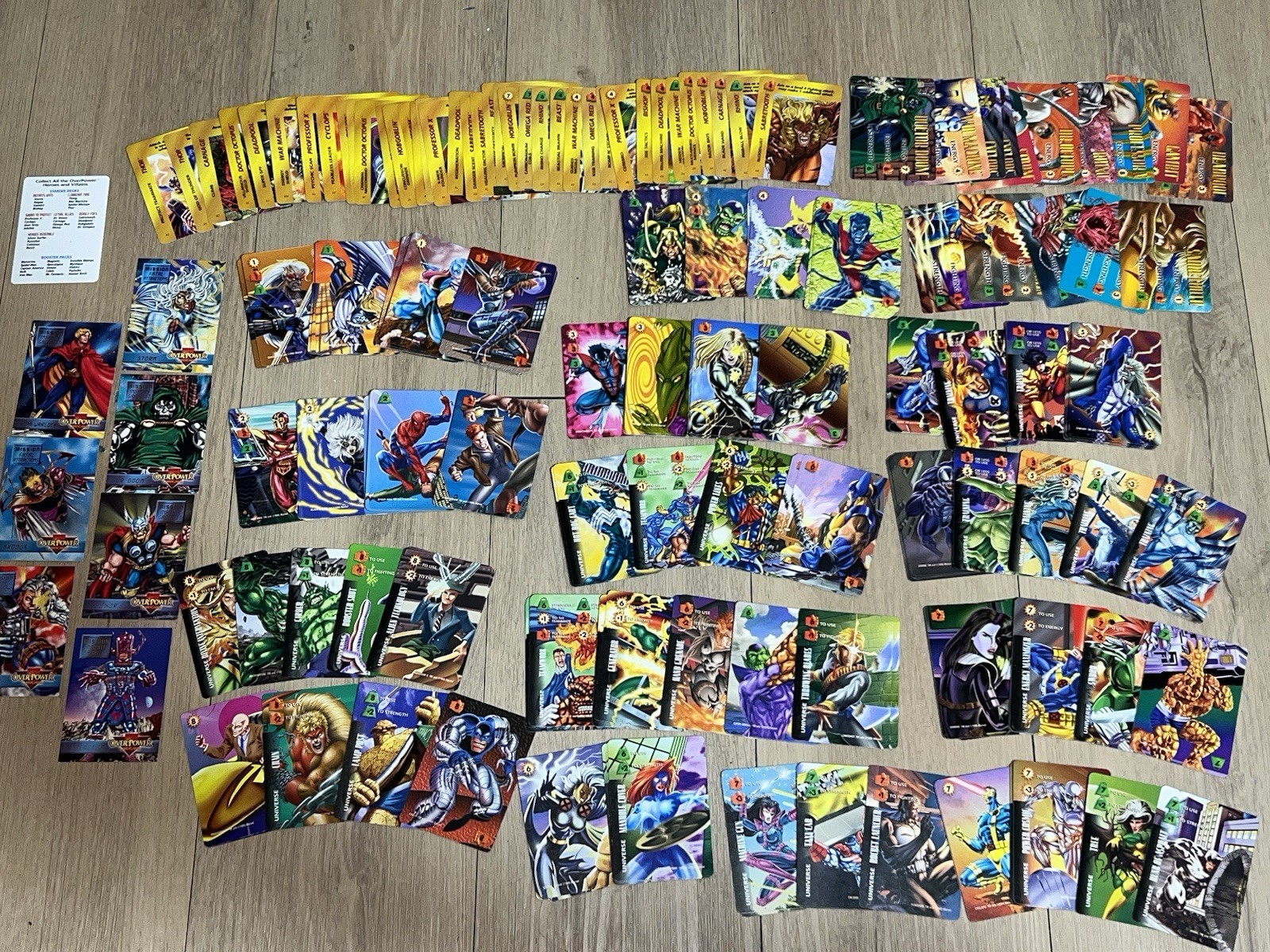 Marvel Overpower Card Game 250+ Cards Vintage 1995 Dupes Lot 