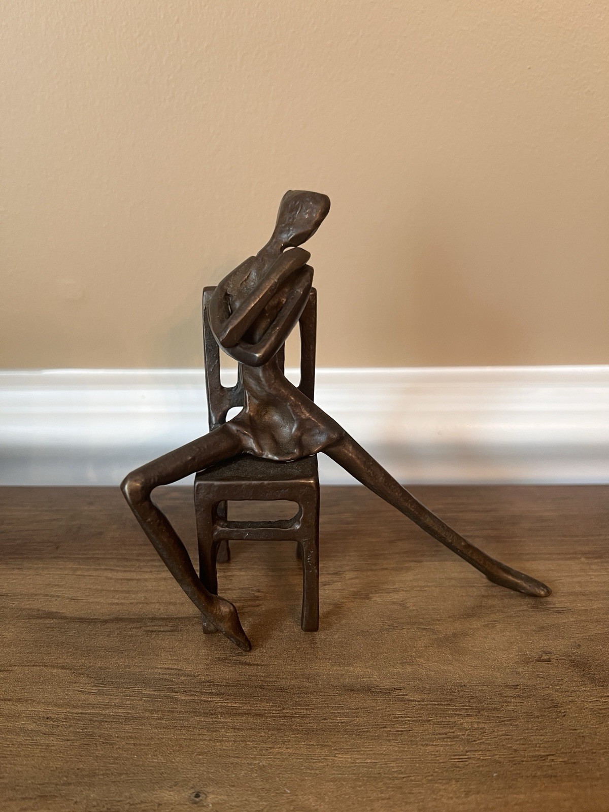 Danya B Seated Woman Chair Sculpture Bronze Coated Modern Abstract Figurine