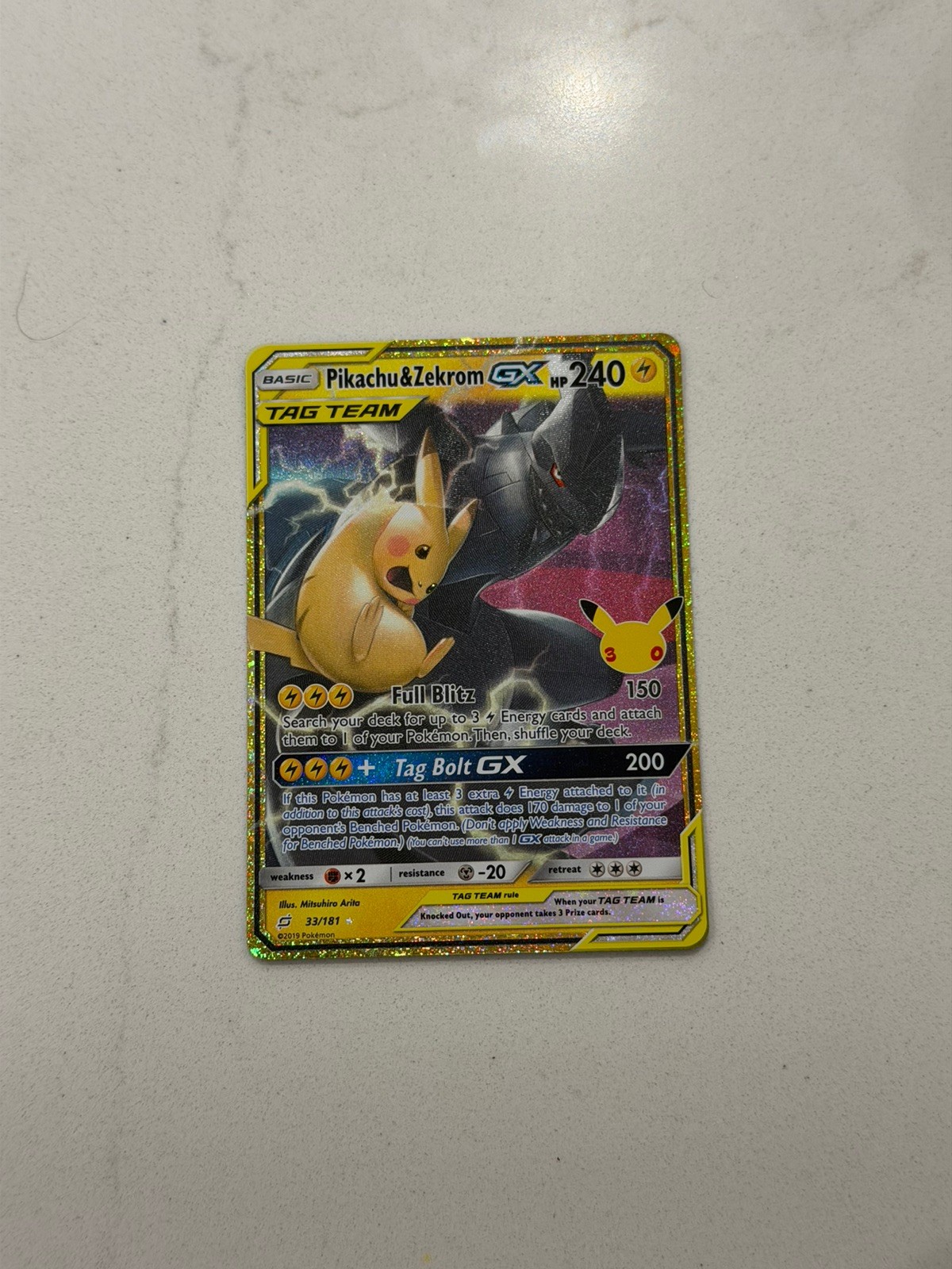Pokemon Pikachu & Zekrom GX Team Up 33/181 Classic Collection 30th Anniversary